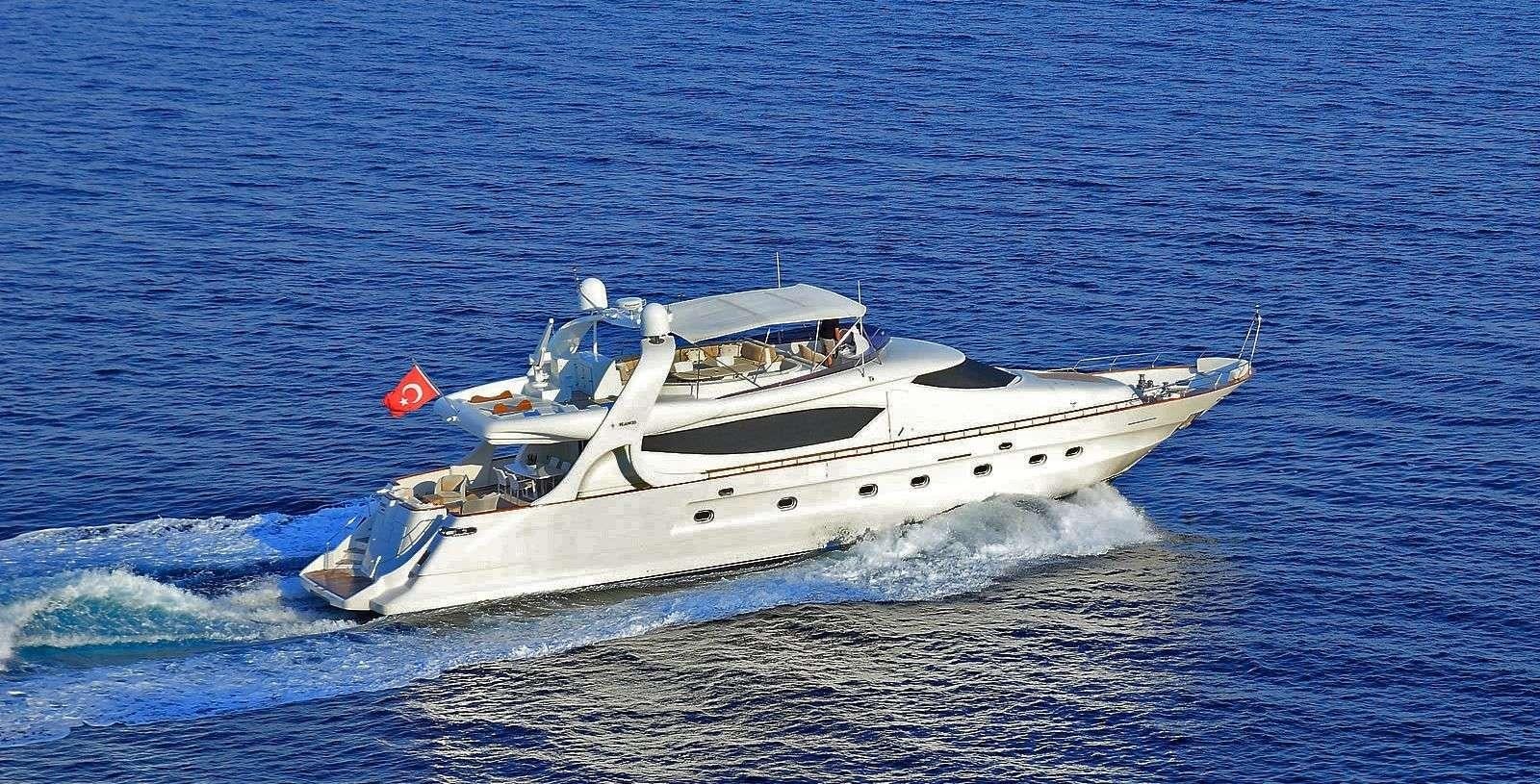 a white yacht in the water aboard BLANCO Yacht for Charter