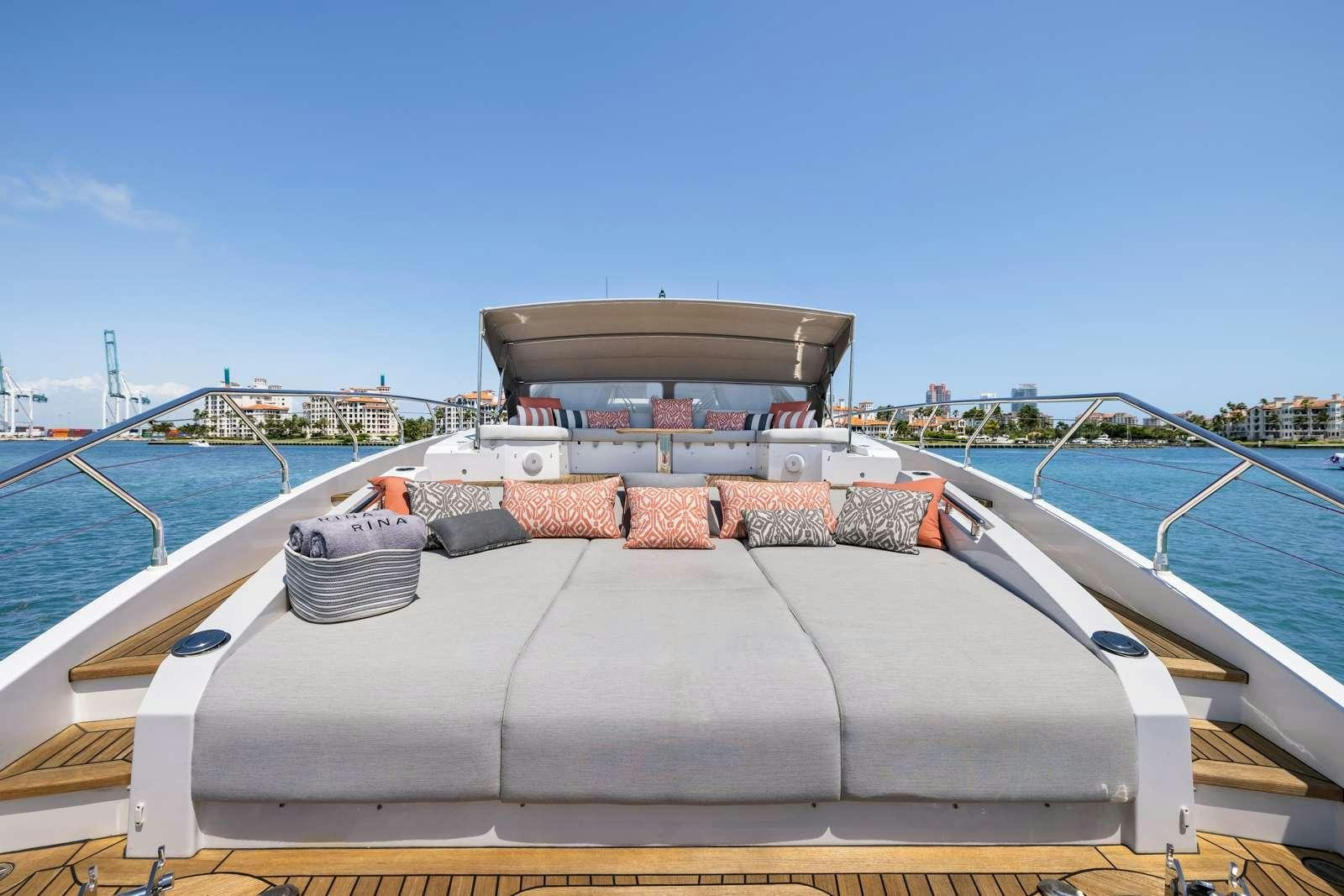 a boat with luggage on it aboard RINA Yacht for Charter