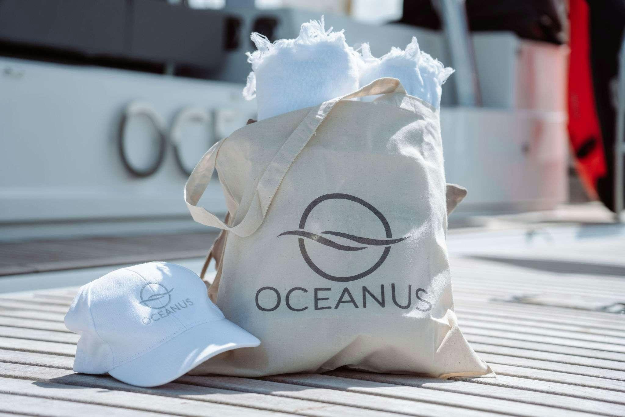a white helmet with a face on it aboard OCEANUS Yacht for Charter