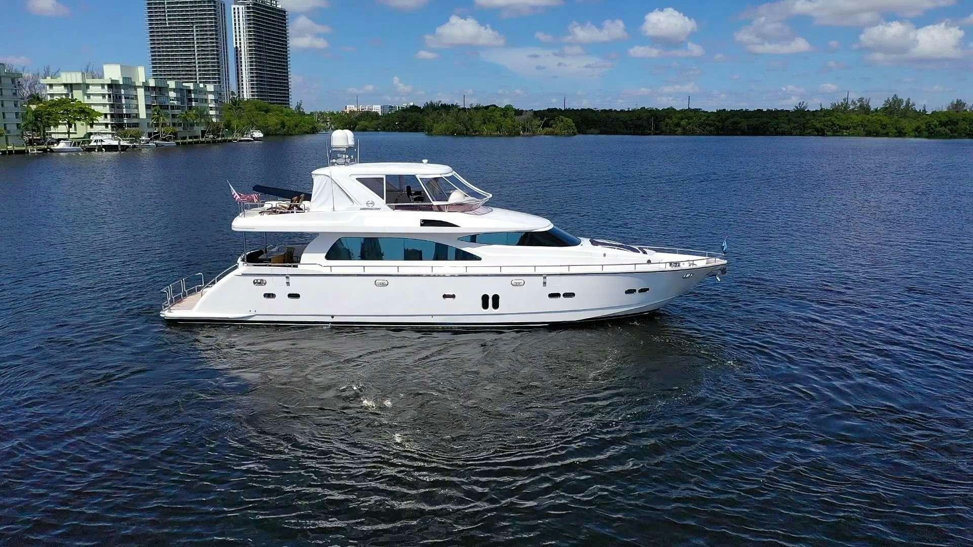 a white boat on the water aboard VIAGGIO Yacht for Charter