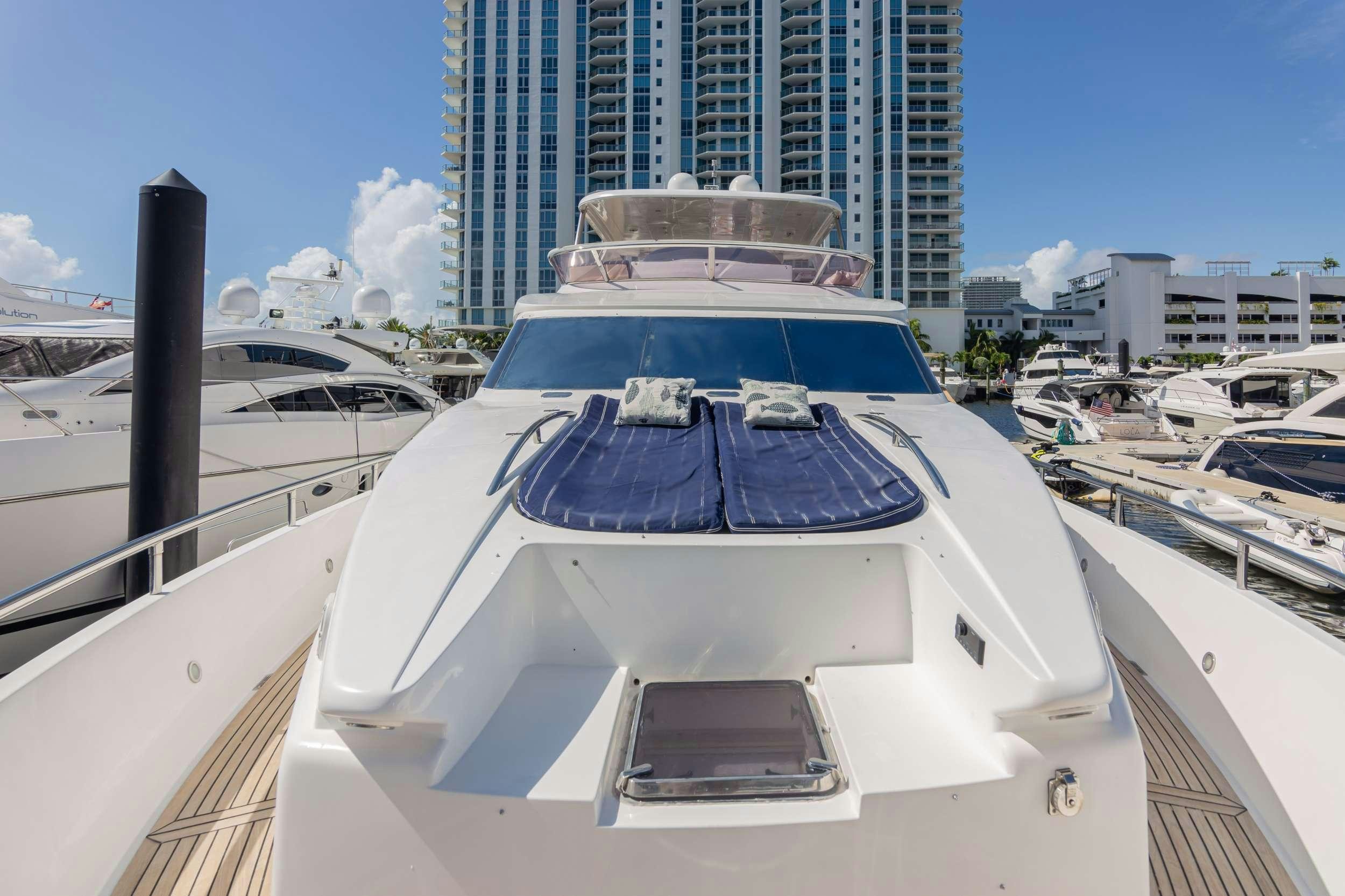a boat in a harbor aboard VIAGGIO Yacht for Charter