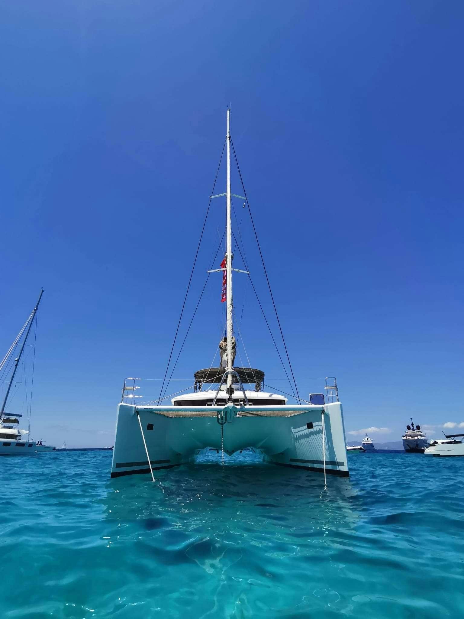 a boat in the water aboard ISLAS CHAFARINAS  Yacht for Charter