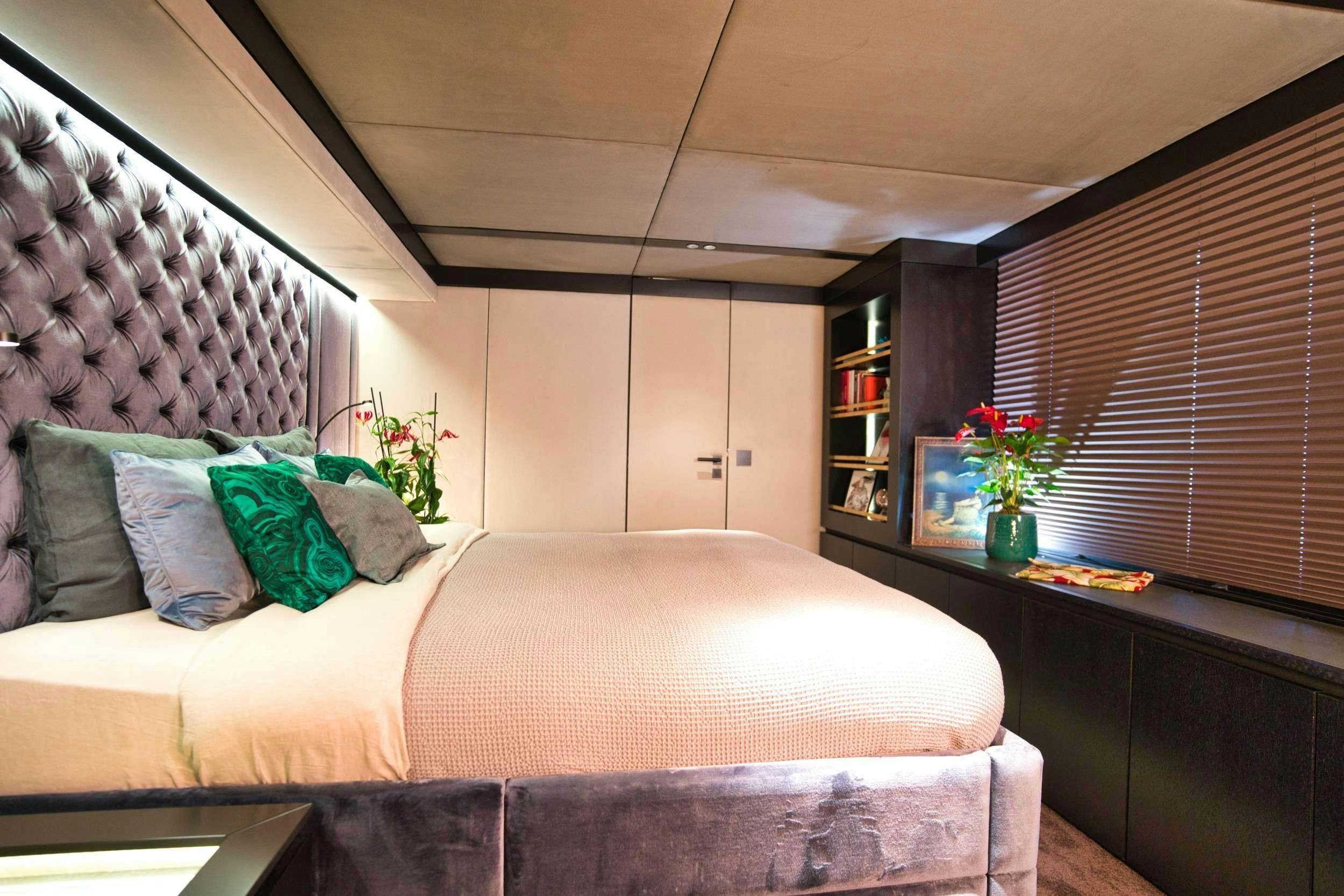 a bed in a room aboard GINETTE Yacht for Charter