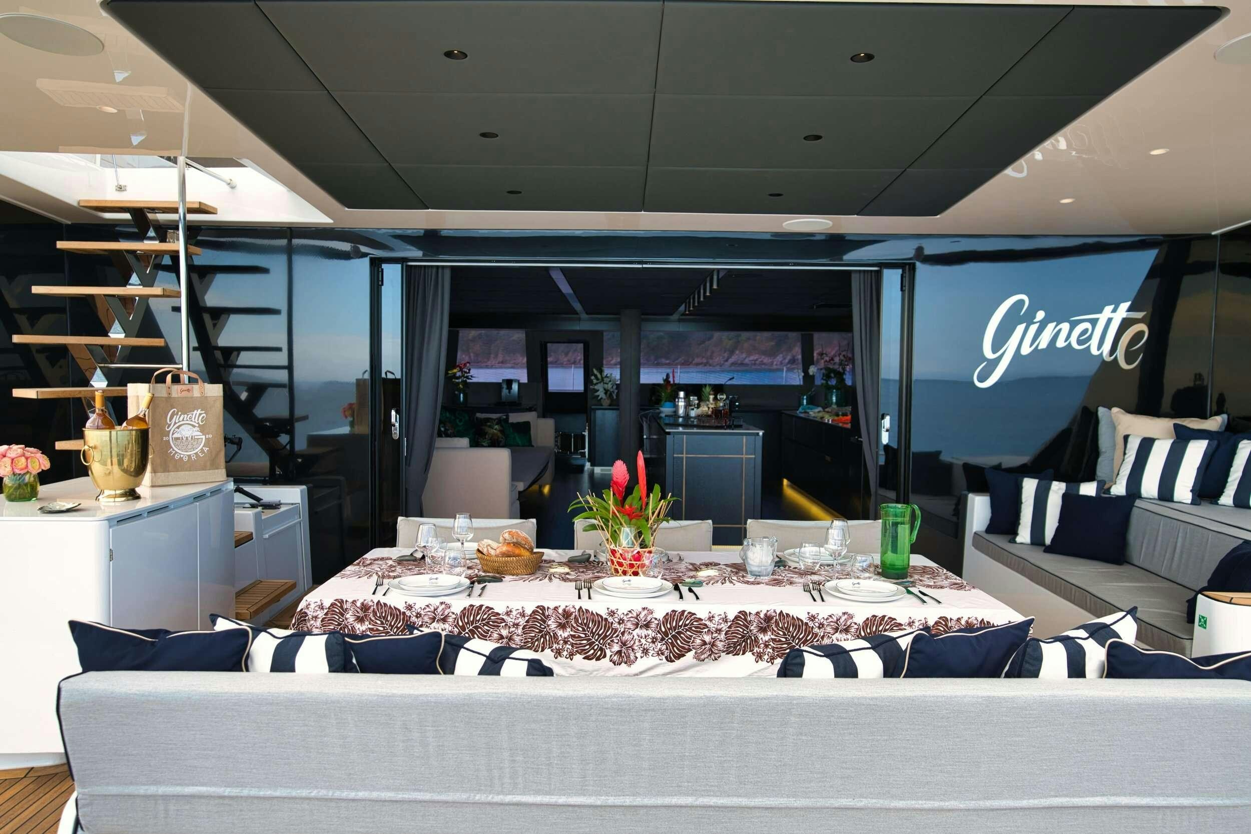 a table with food on it aboard GINETTE Yacht for Charter