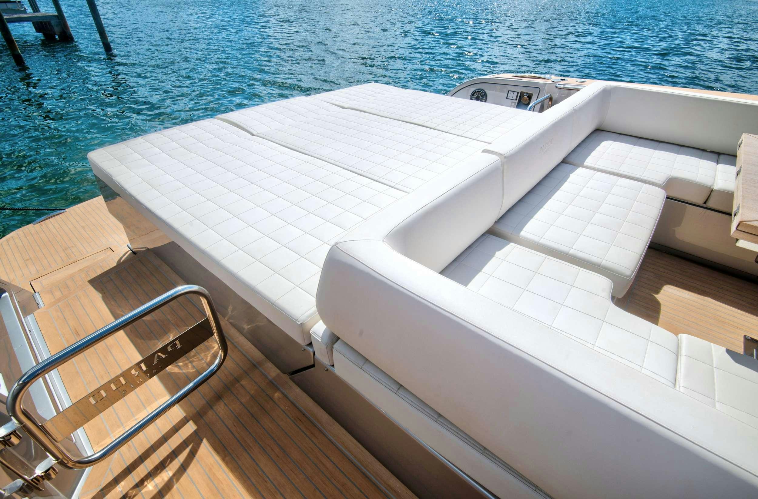 a white boat on a deck aboard PARDO 50 Yacht for Charter