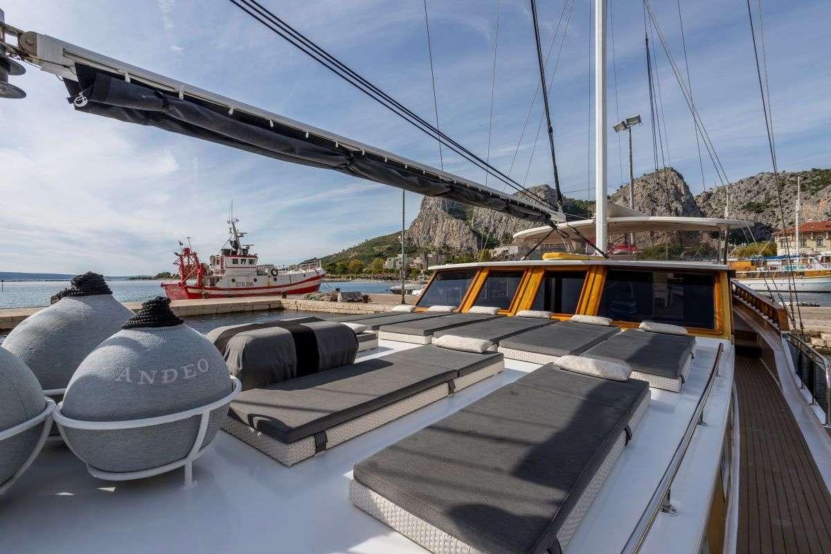 a boat on a deck aboard ANDEO Yacht for Charter