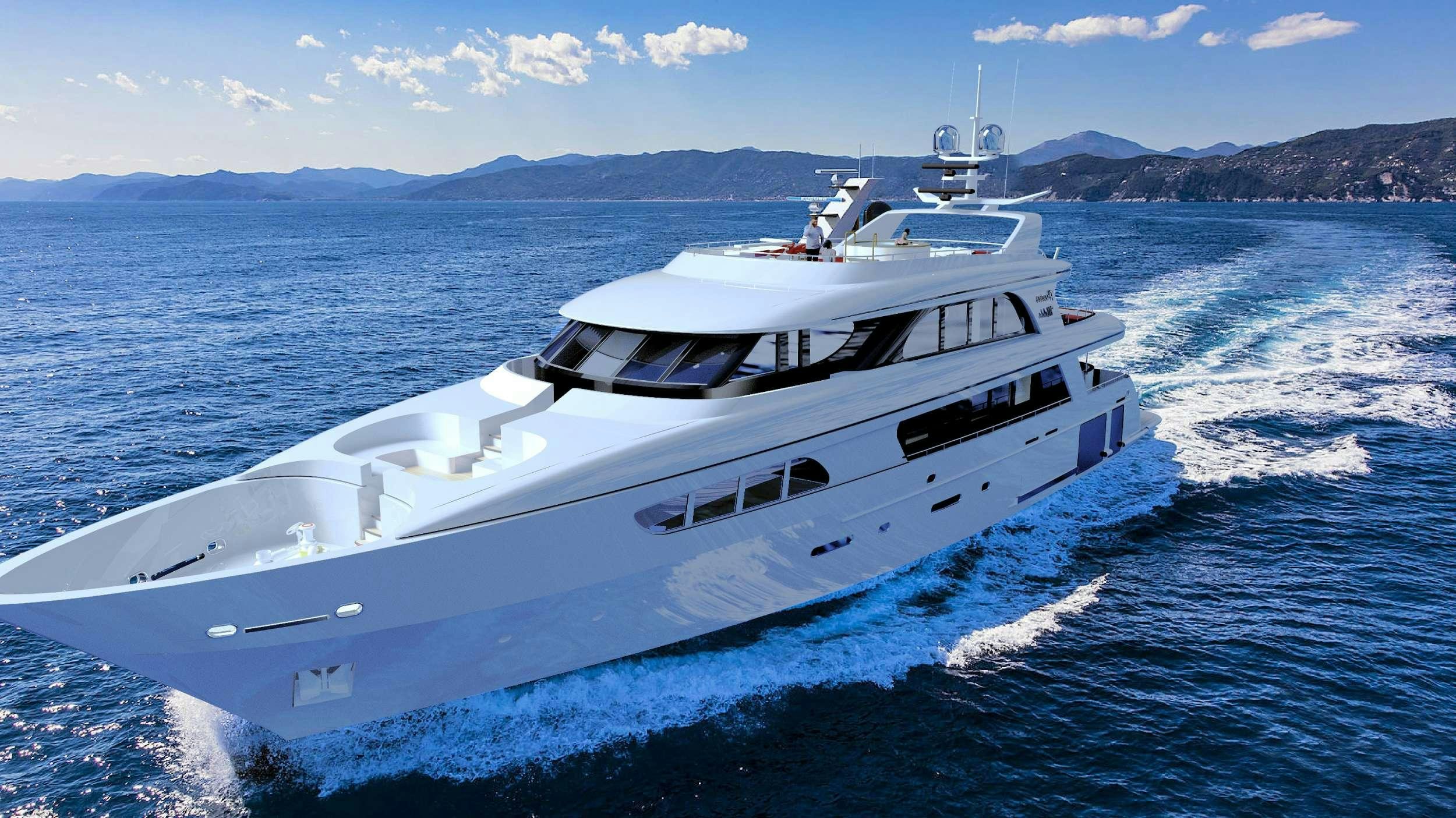 a white yacht on the water aboard PRINCESS MELDA Yacht for Charter