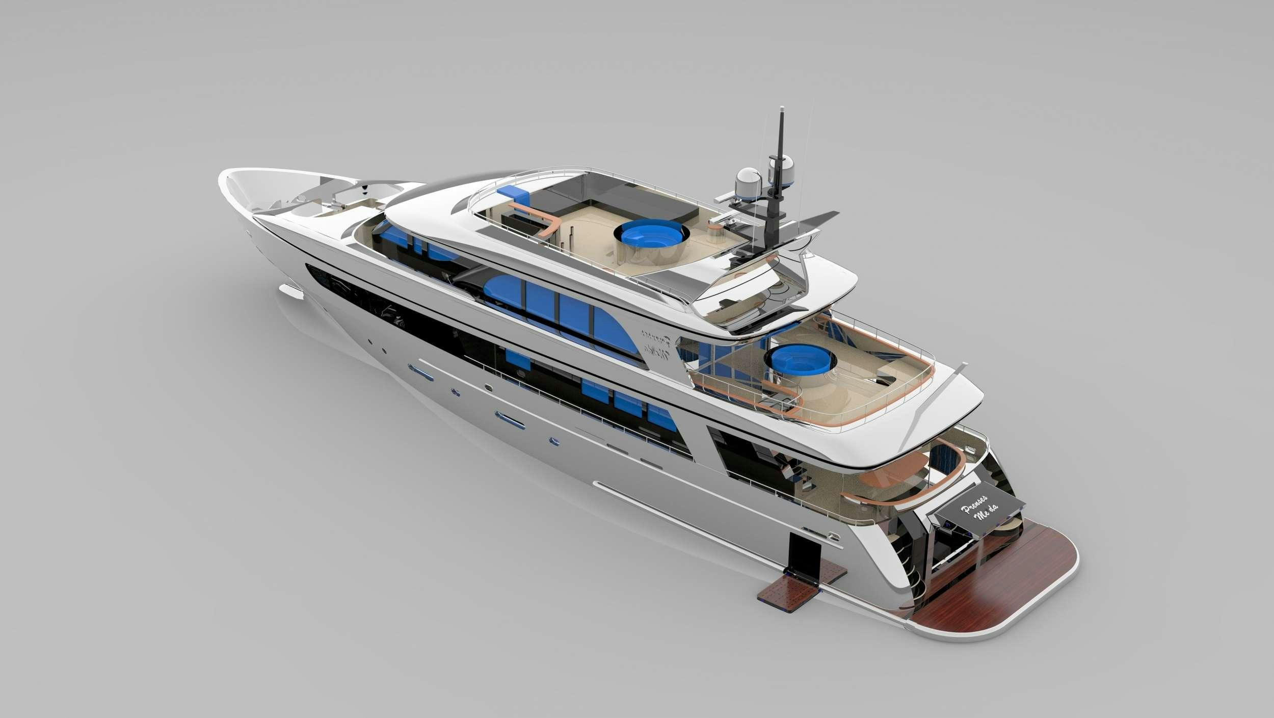 a model of a space ship aboard PRINCESS MELDA Yacht for Charter