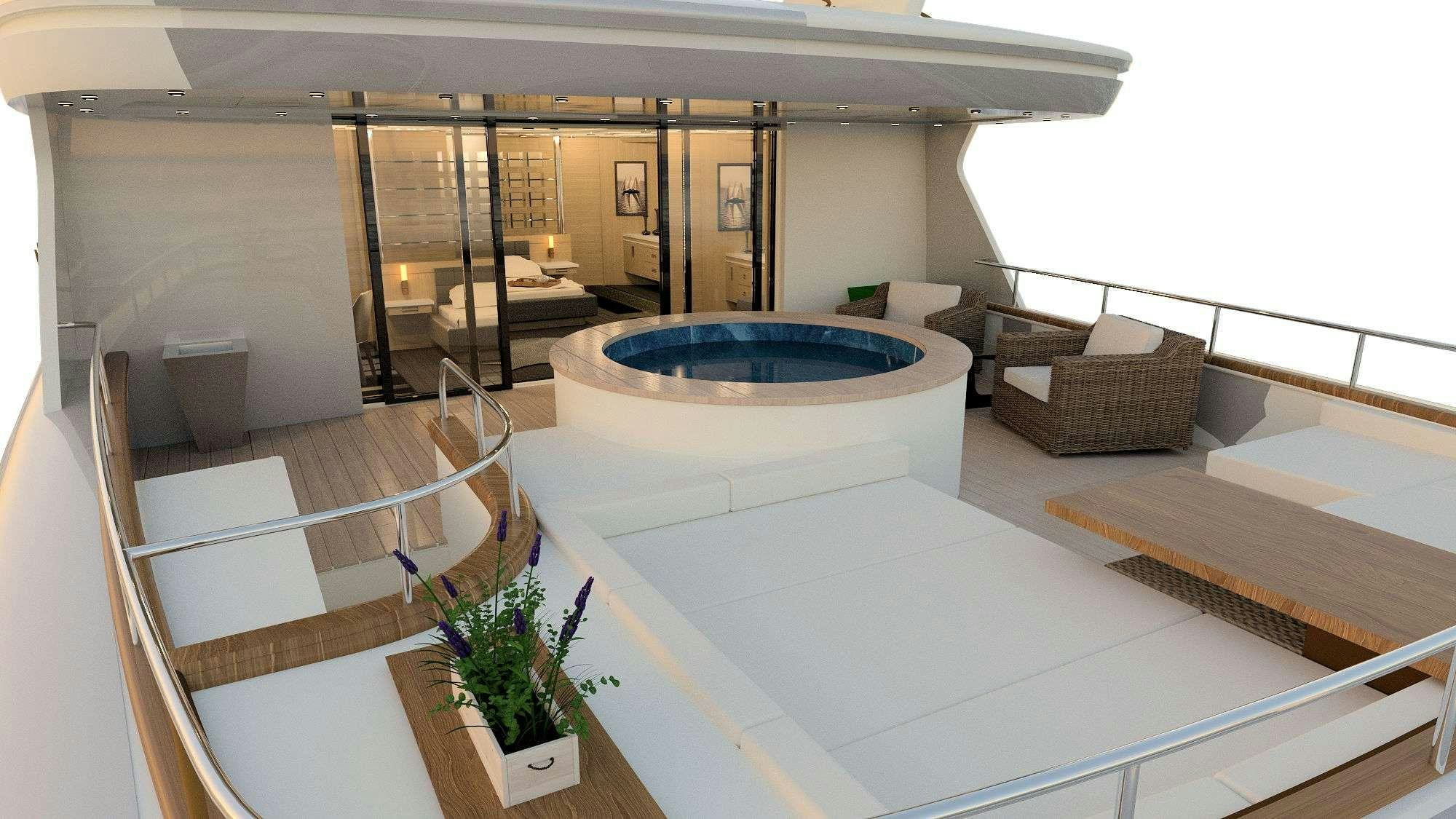 a large indoor swimming pool aboard PRINCESS MELDA Yacht for Charter