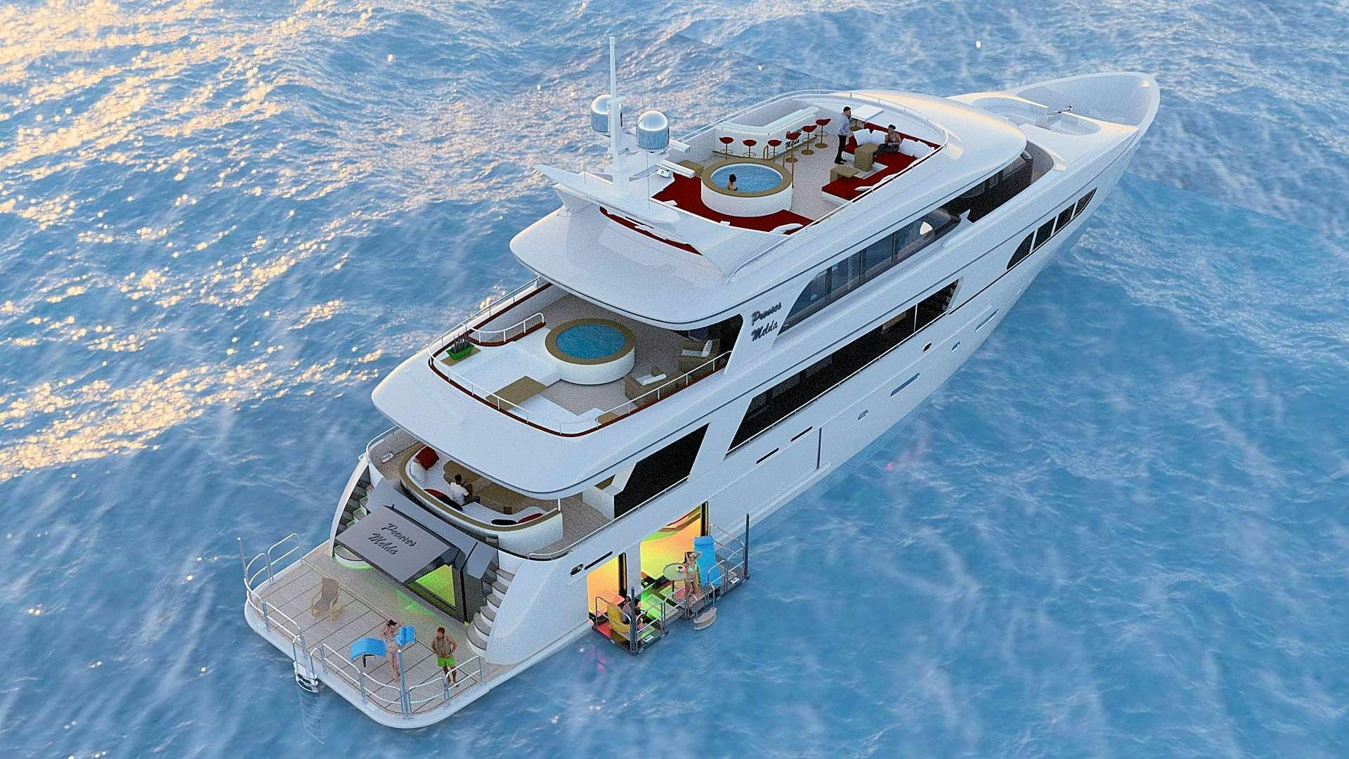 a satellite in space aboard PRINCESS MELDA Yacht for Charter