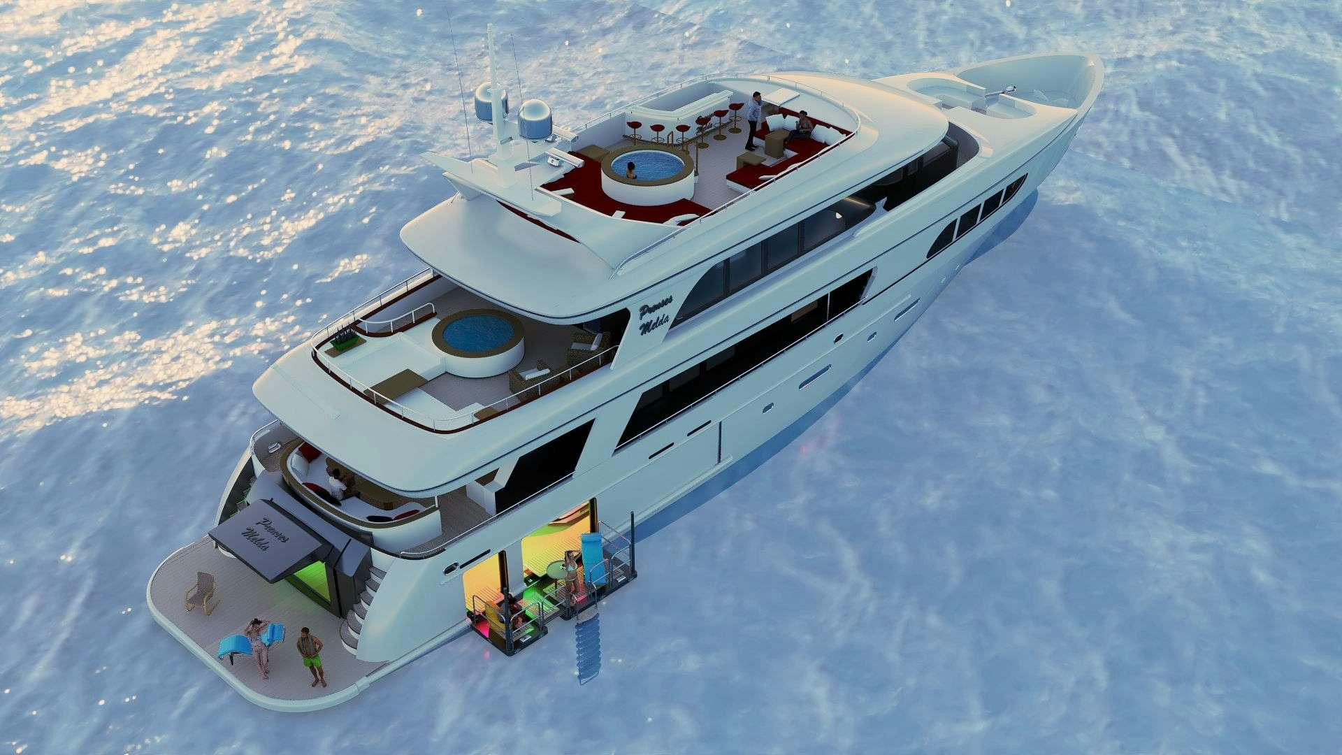 a space ship on a snowy surface aboard PRINCESS MELDA Yacht for Charter