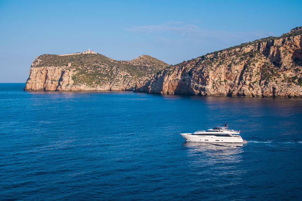 a boat sailing in the sea aboard SEVEN Yacht for Charter