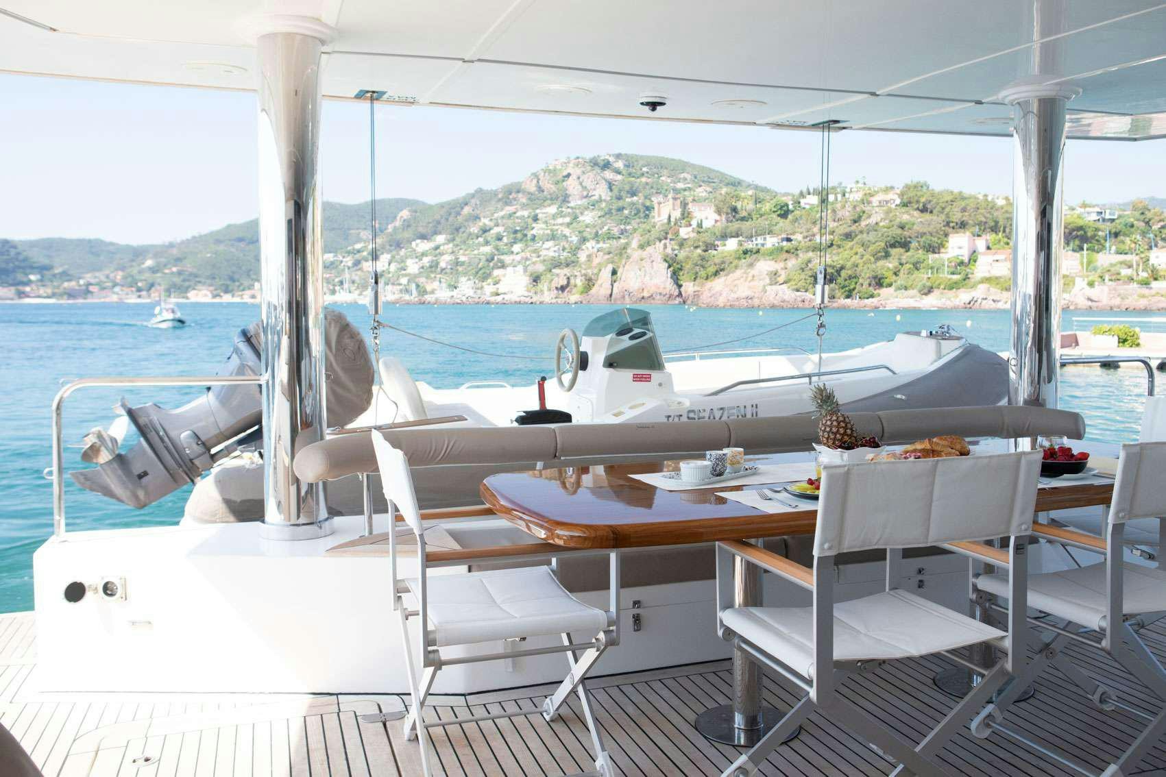 a boat on the water aboard SEAZEN II Yacht for Charter