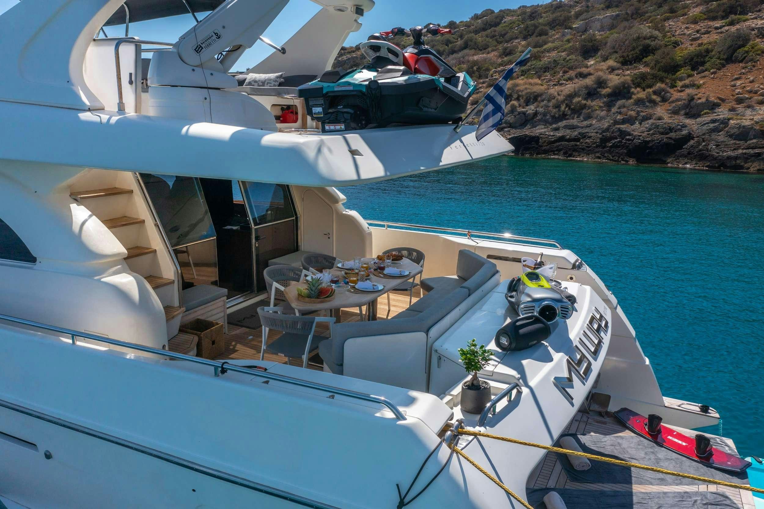 a boat on the water aboard MY WAY Yacht for Charter