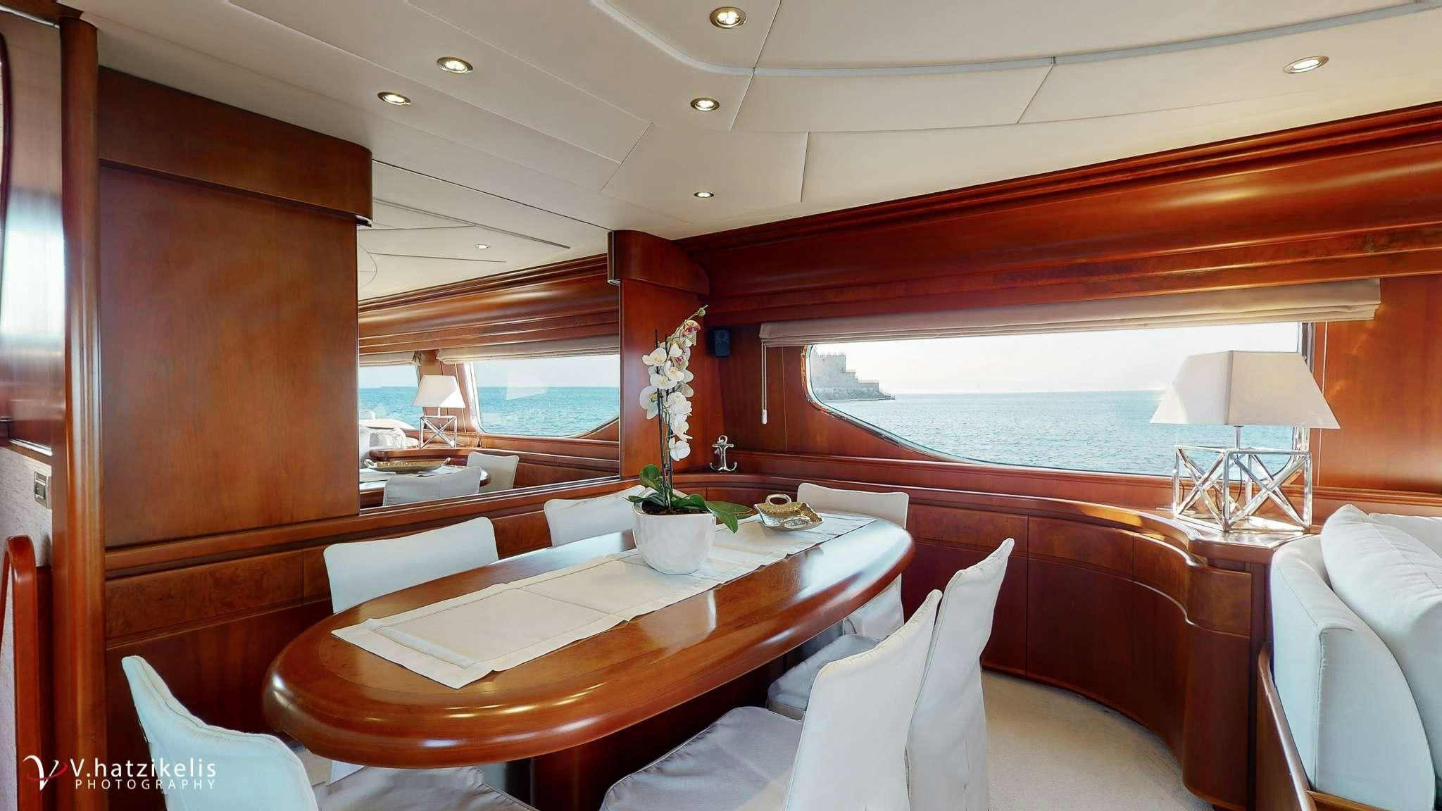 a room with a table and chairs aboard NATASSA Yacht for Charter
