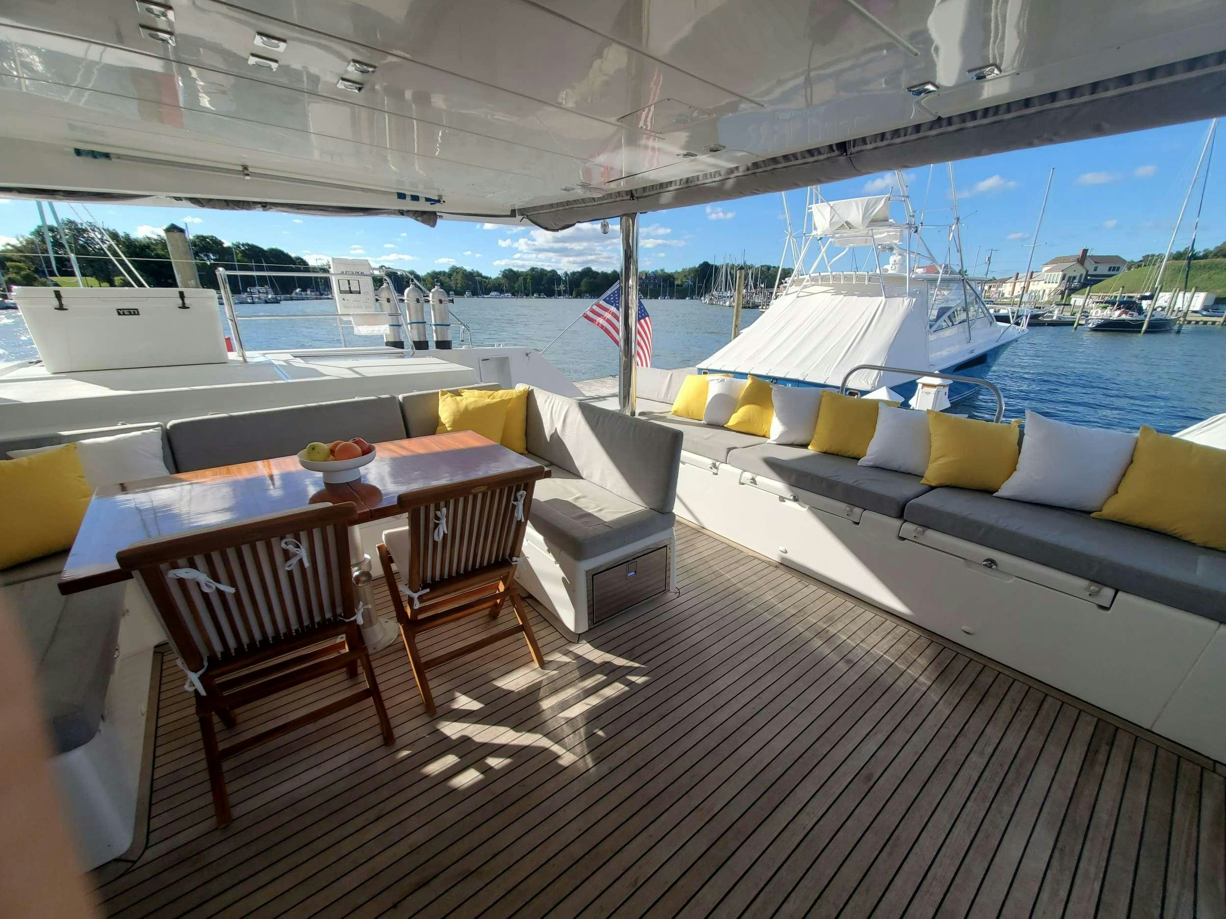 a boat on the water aboard BLUE CAT Yacht for Charter