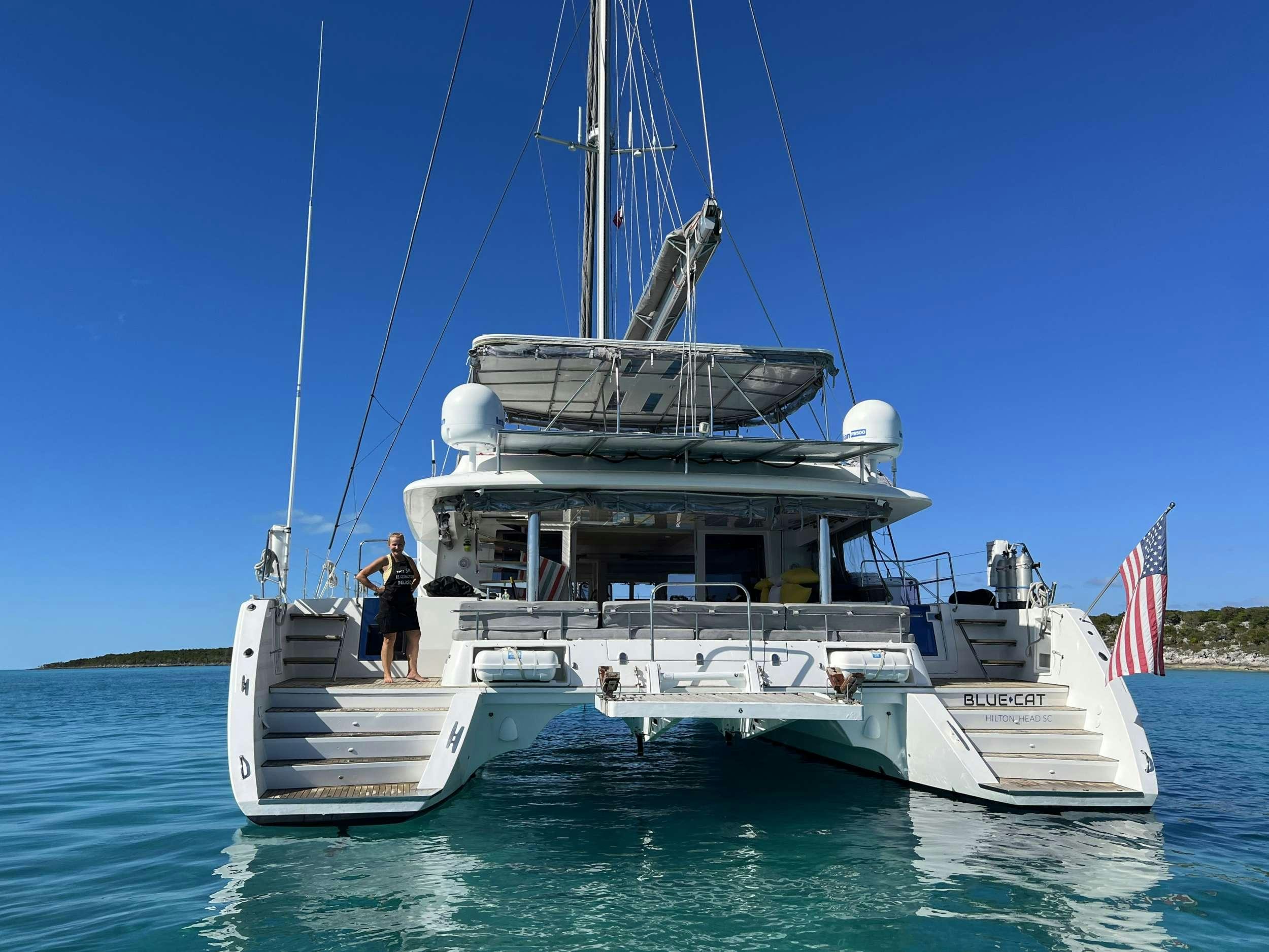 a boat in the water aboard BLUE CAT Yacht for Charter