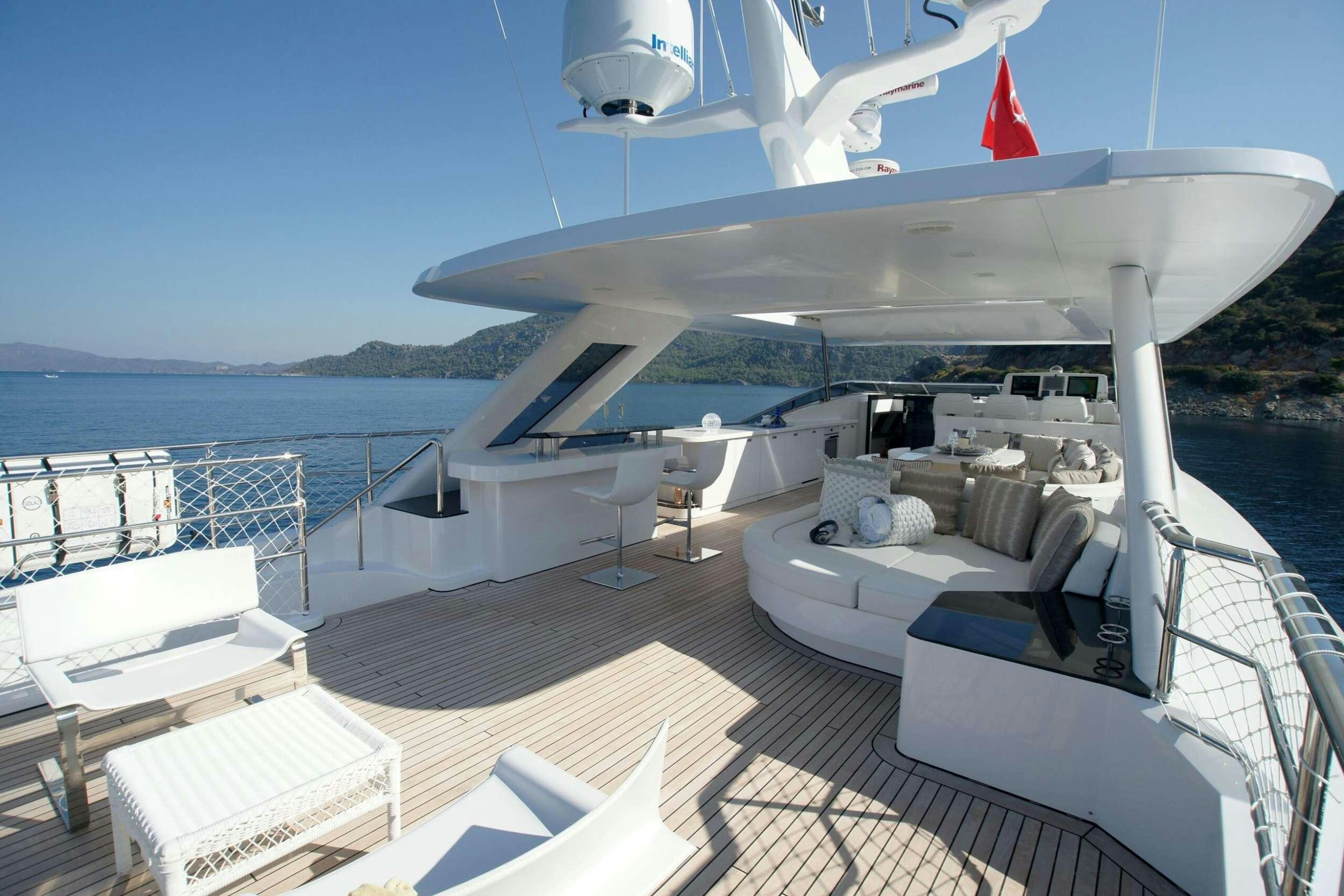 a boat on the water aboard REM Yacht for Charter