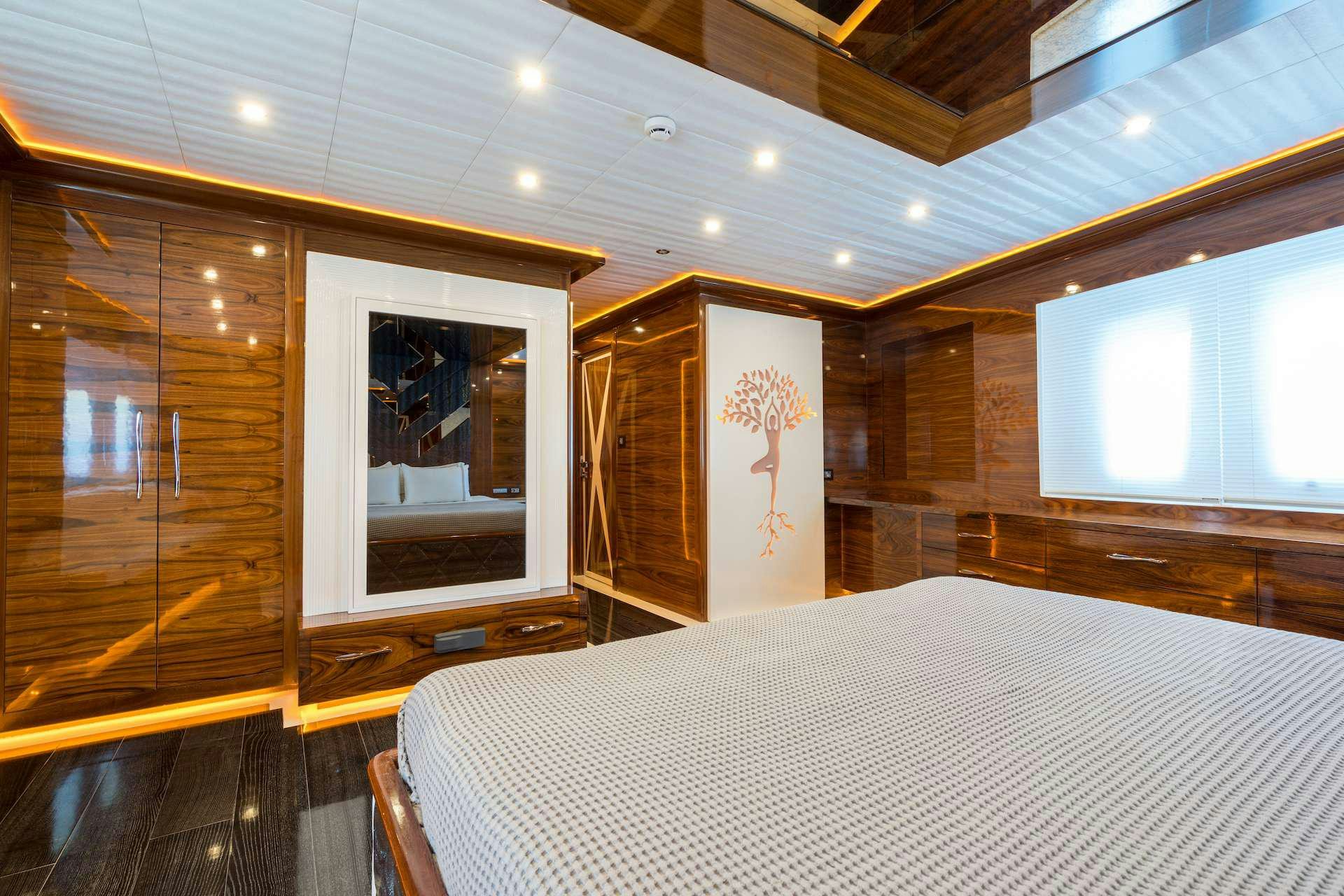 a bed in a room aboard LONG ISLAND Yacht for Charter