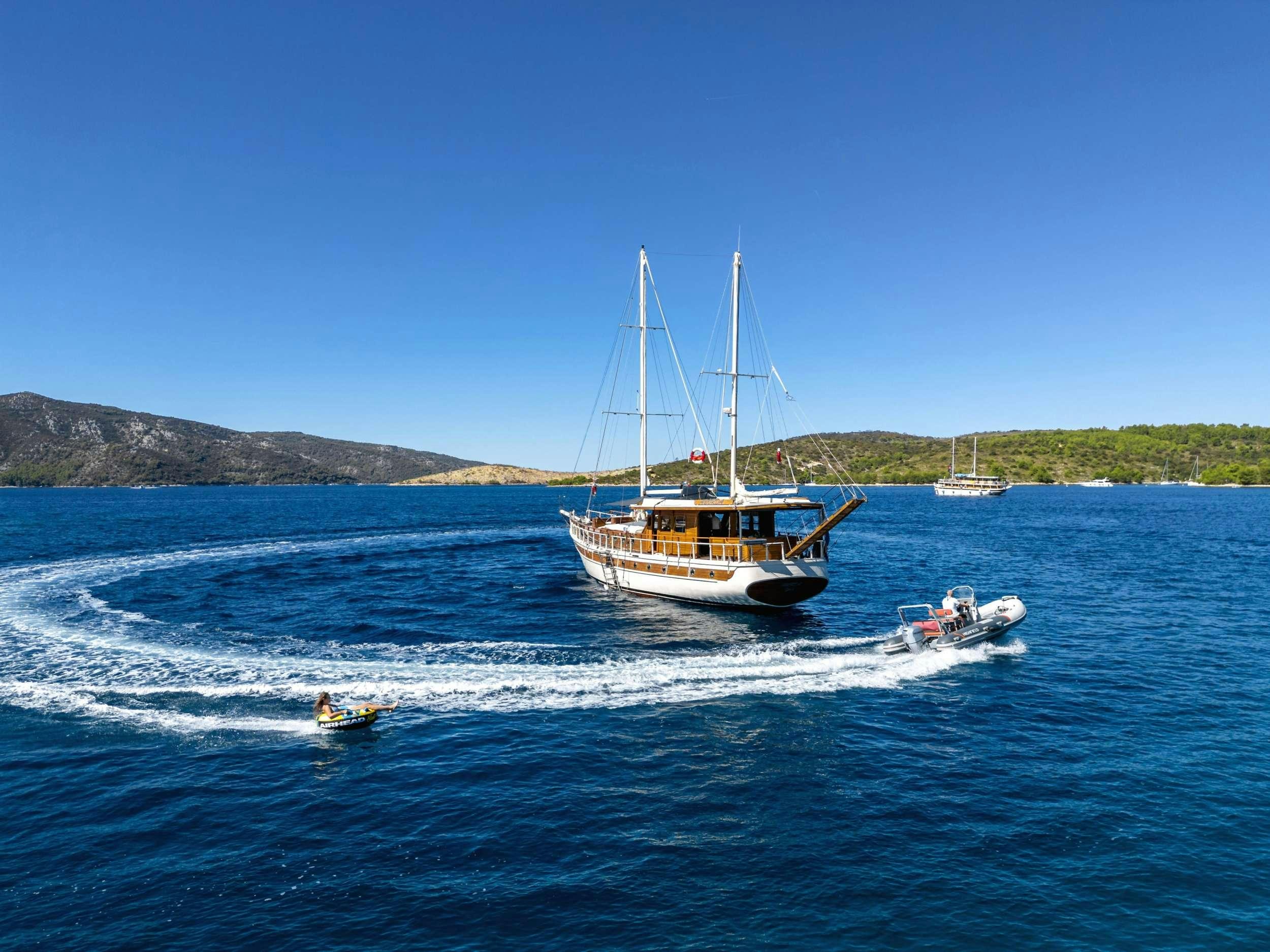 a boat on the water aboard ABORDA Yacht for Charter