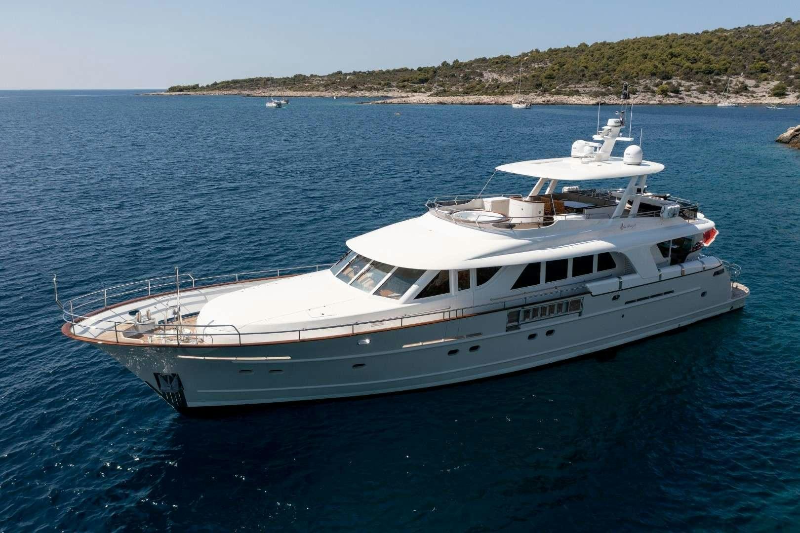 a white yacht in the water aboard SEA BREEZE II Yacht for Charter