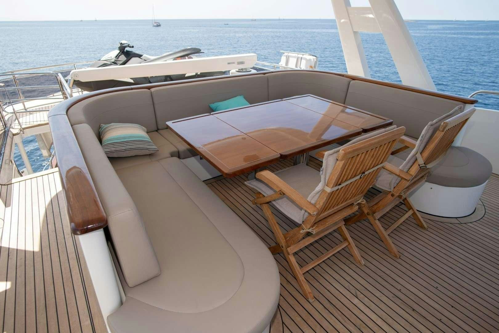 a table on a boat aboard SEA BREEZE II Yacht for Charter