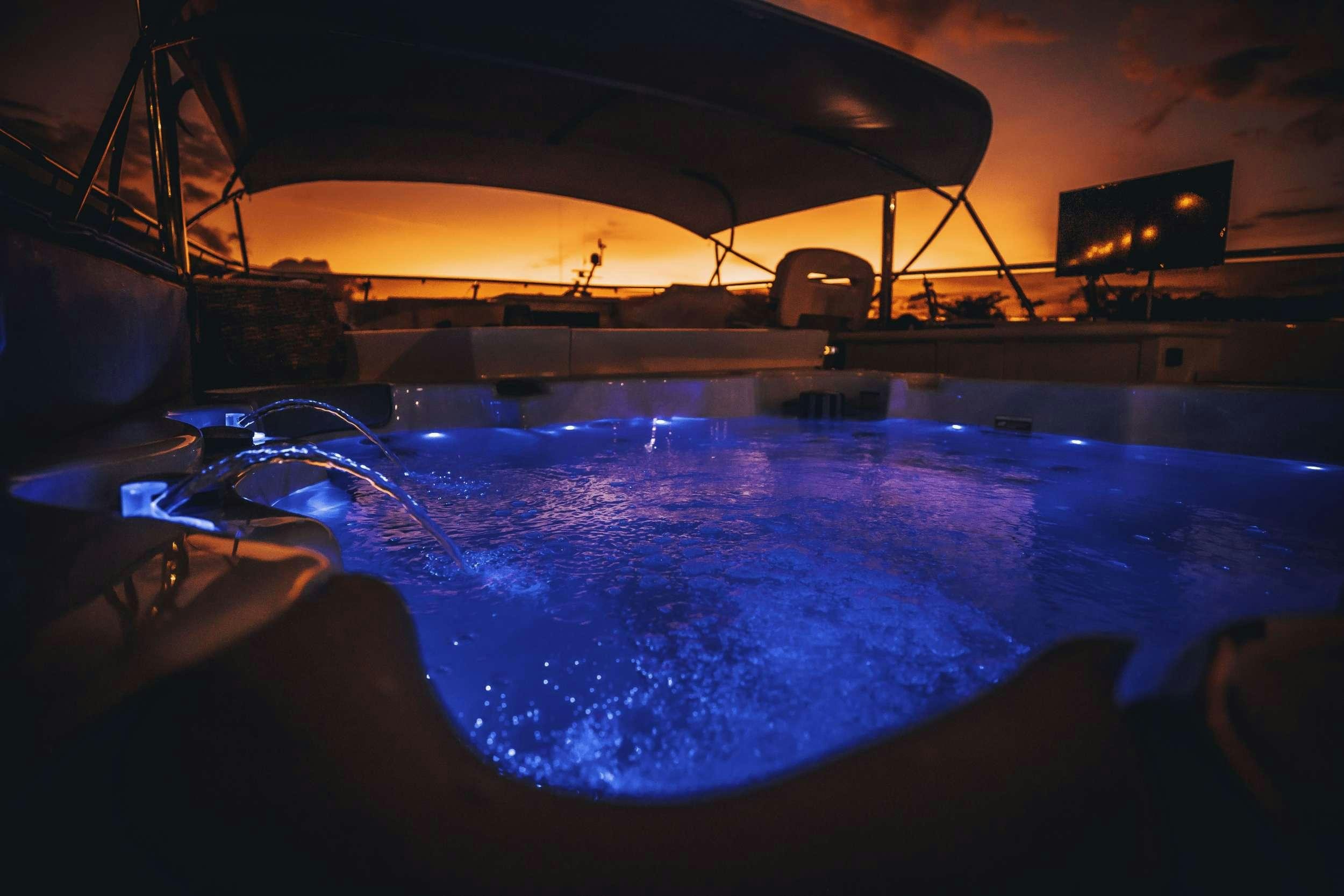 a pool with lights aboard READY II PLAY Yacht for Charter