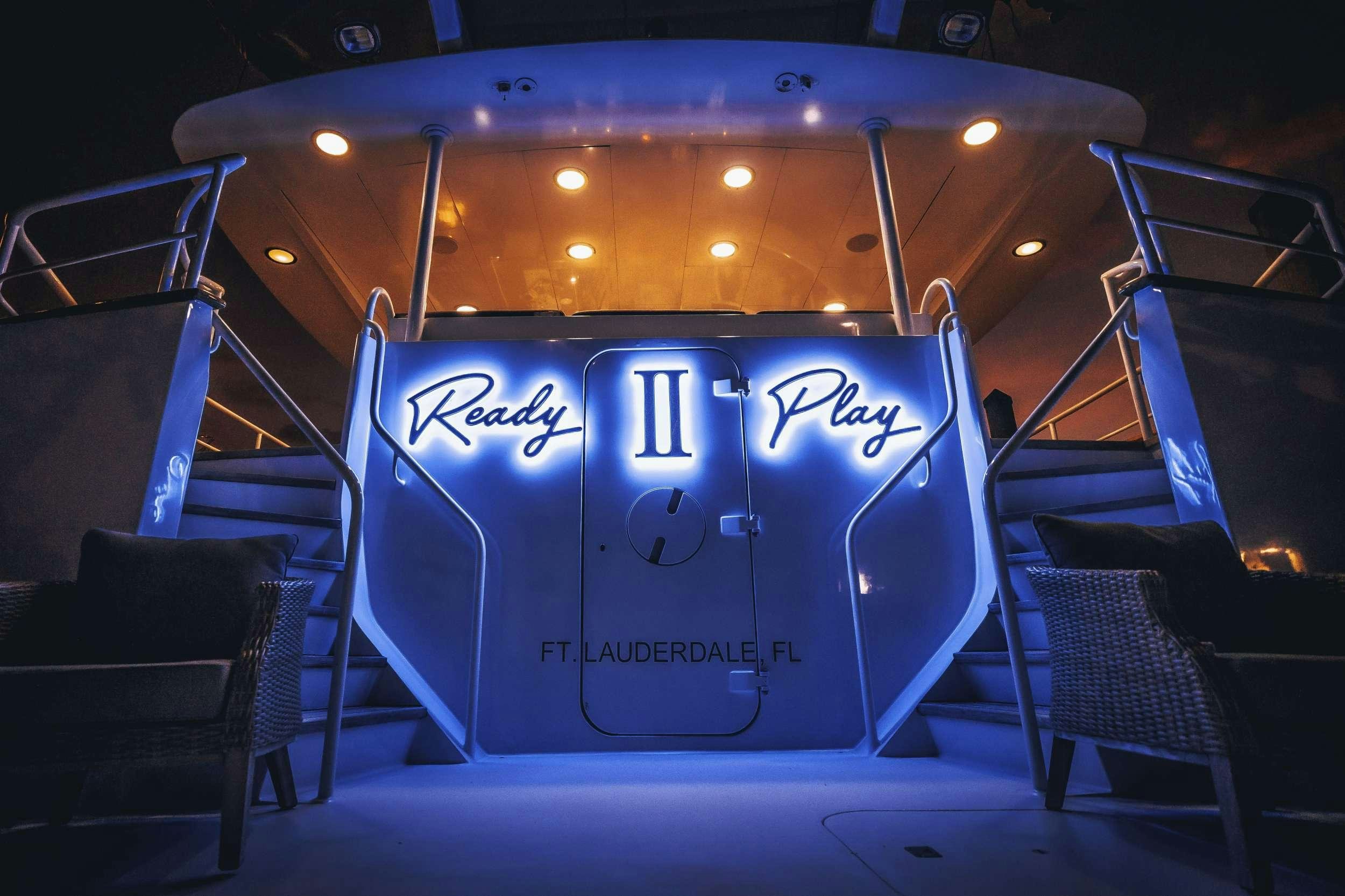 a large blue and white machine aboard READY II PLAY Yacht for Charter