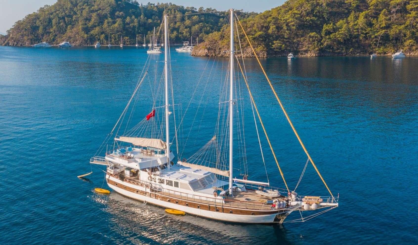 a boat on the water aboard WHITE SWAN Yacht for Charter