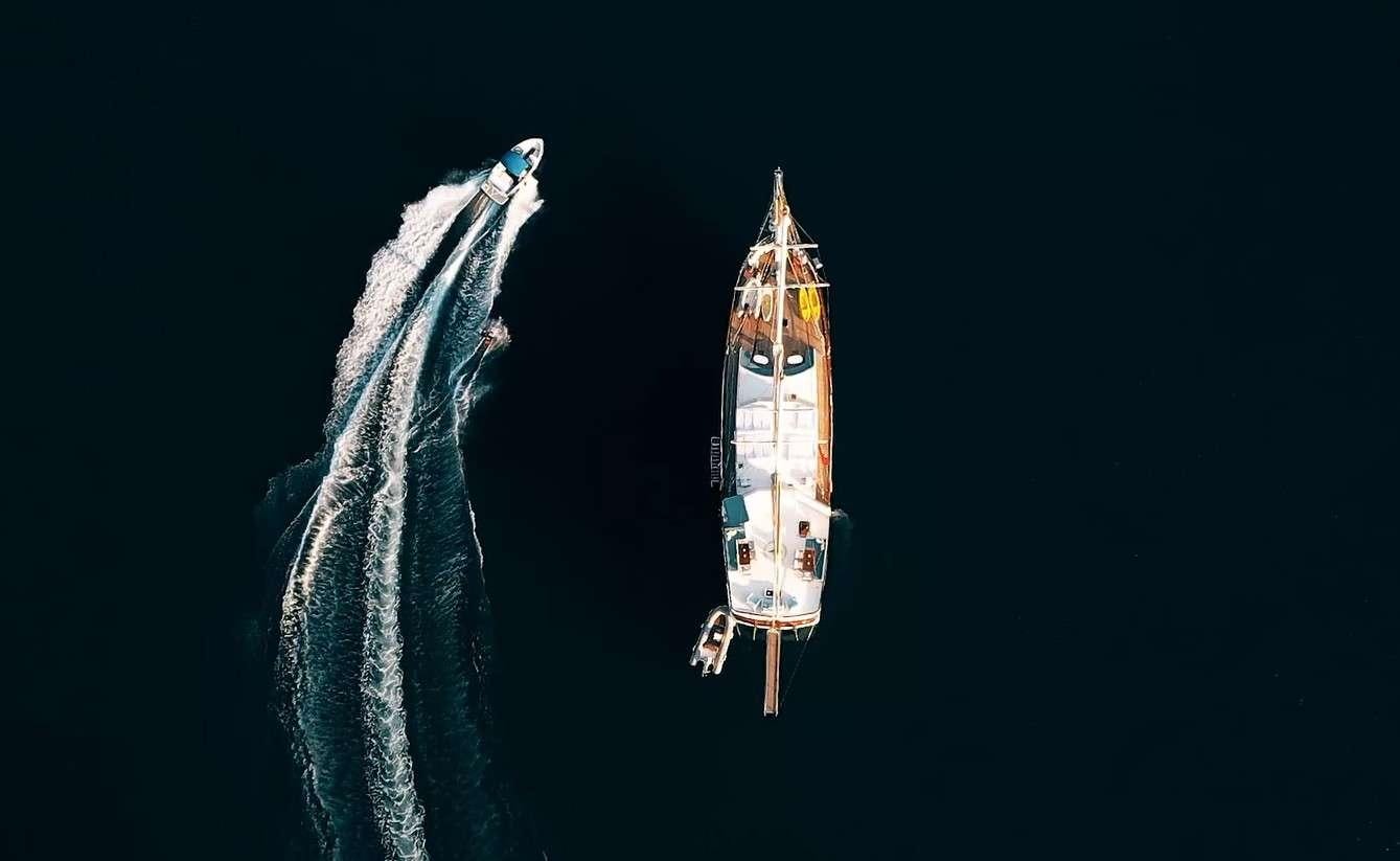 a rocket in the sky aboard WHITE SWAN Yacht for Charter