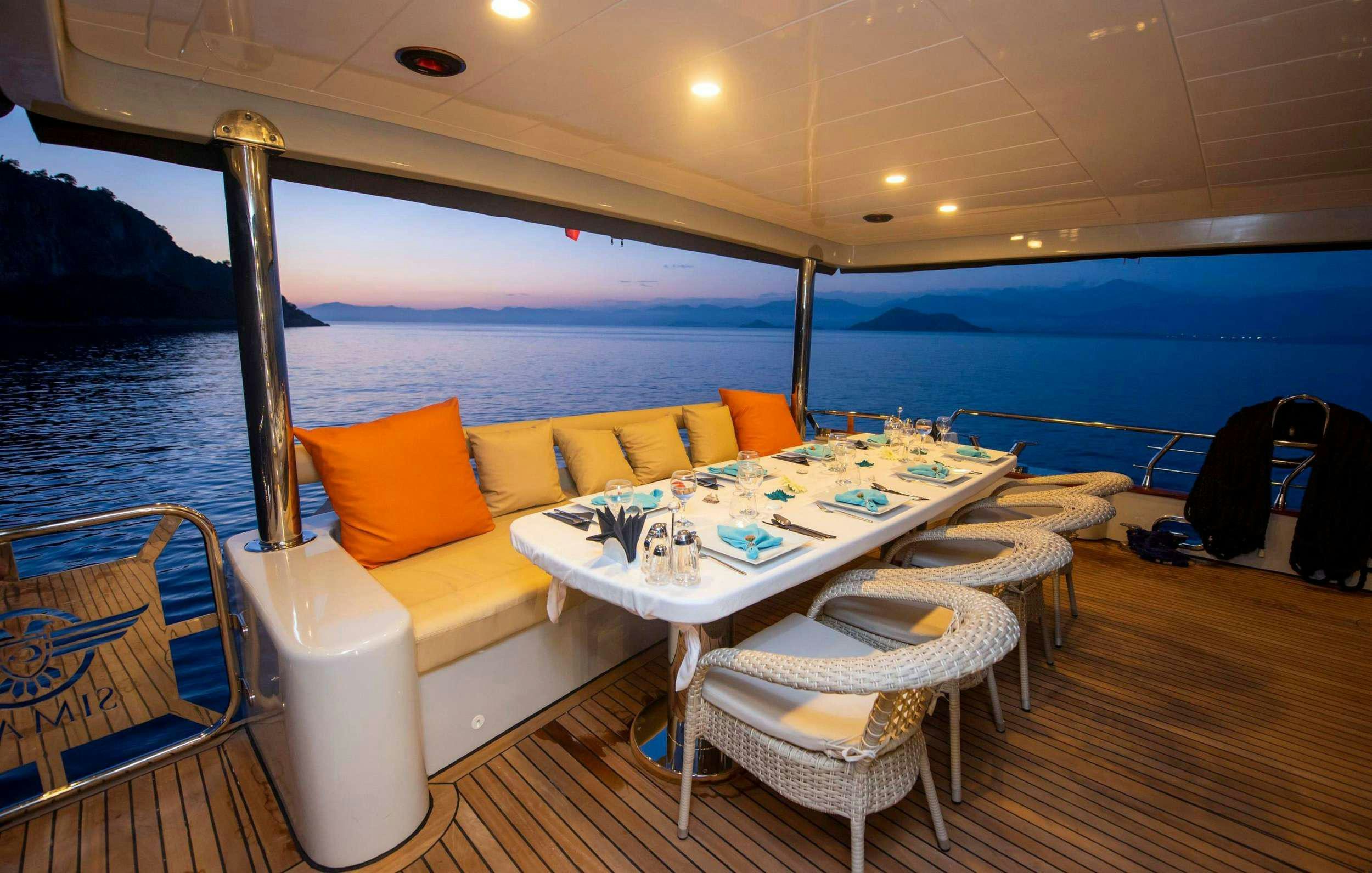 a boat on the water aboard SIMAY M Yacht for Charter