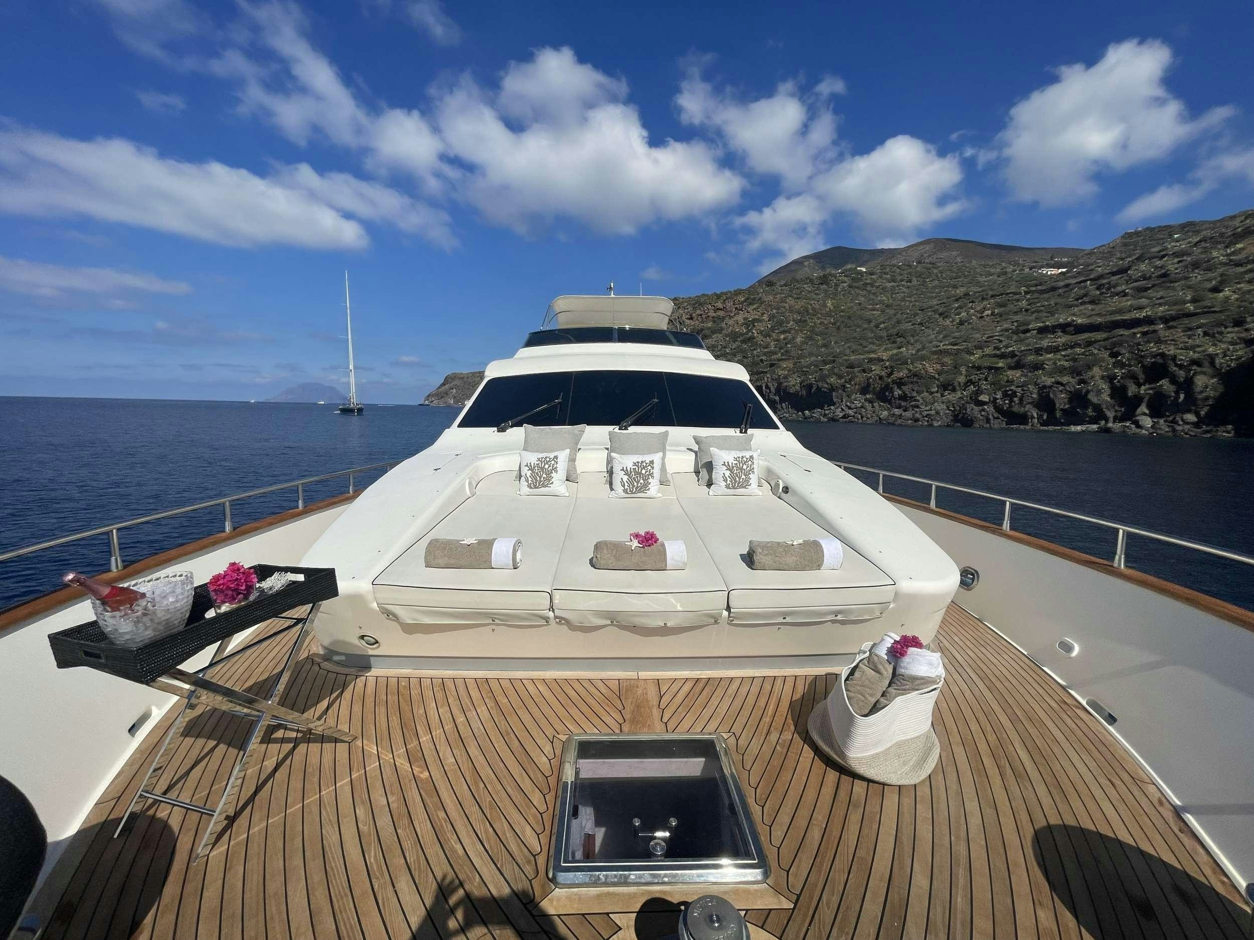 a boat on a deck aboard BIANCA II Yacht for Charter