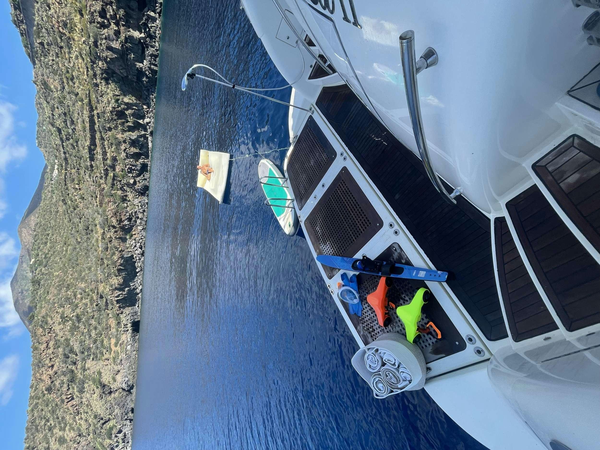 a group of people on a beach aboard BIANCA II Yacht for Charter