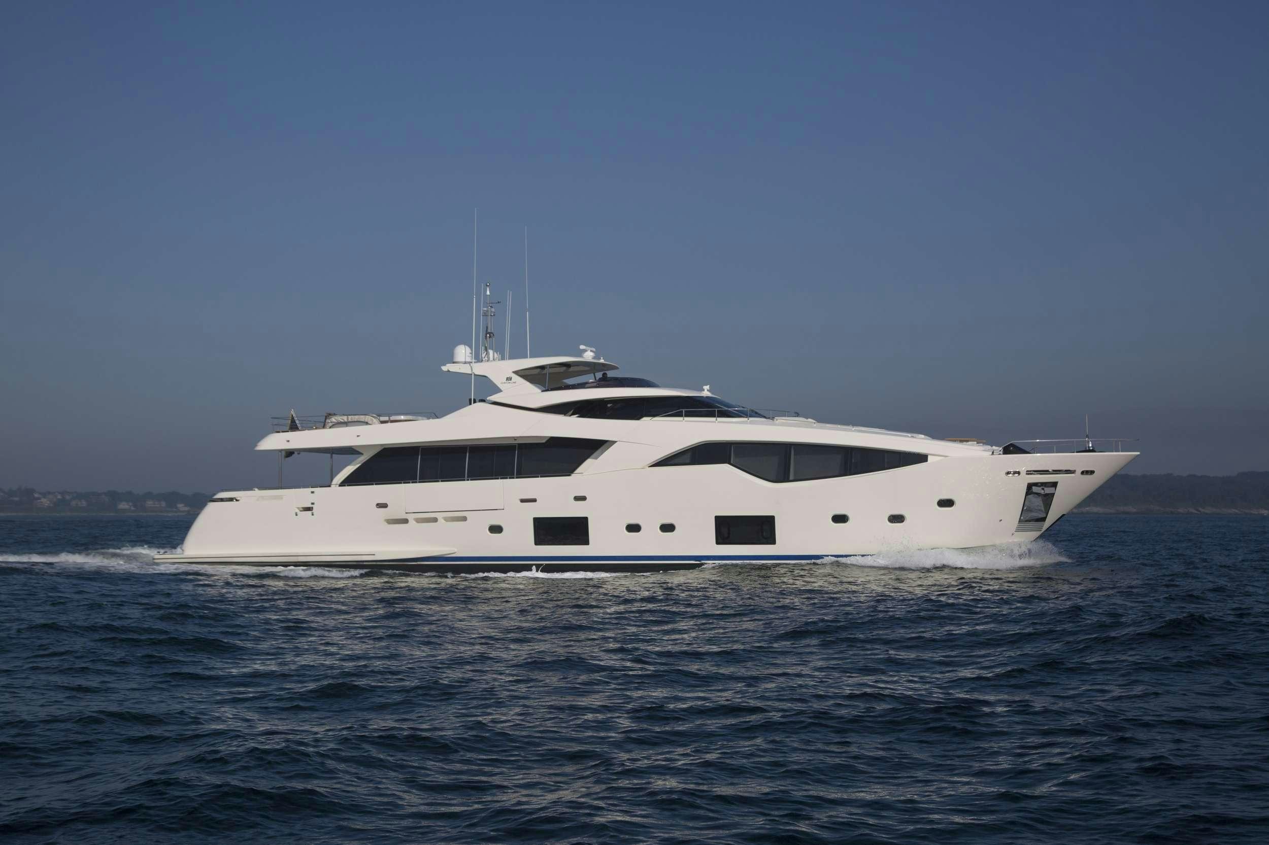 a white yacht in the water aboard ALANDREA Yacht for Charter