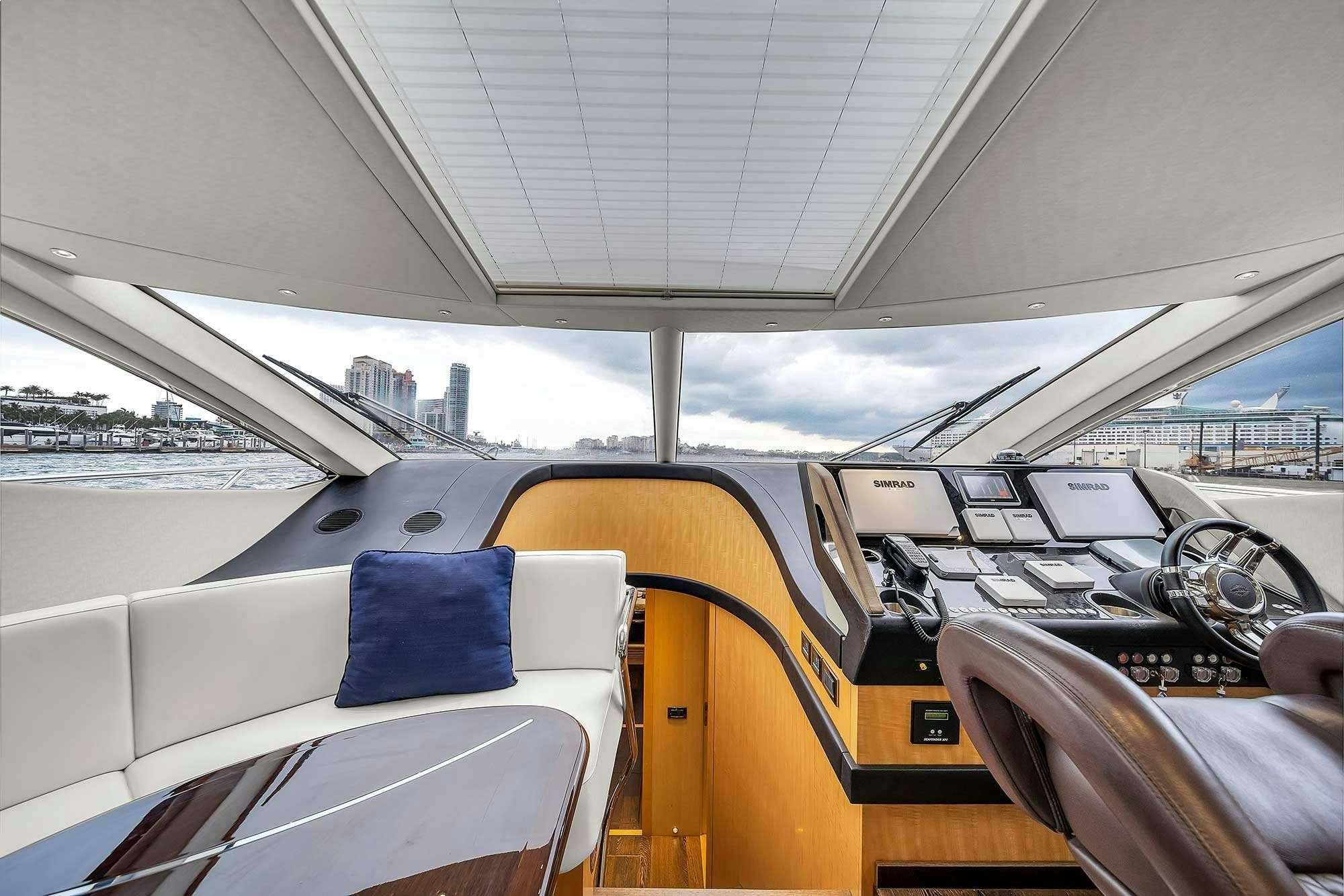inside of a car aboard GEM Yacht for Charter