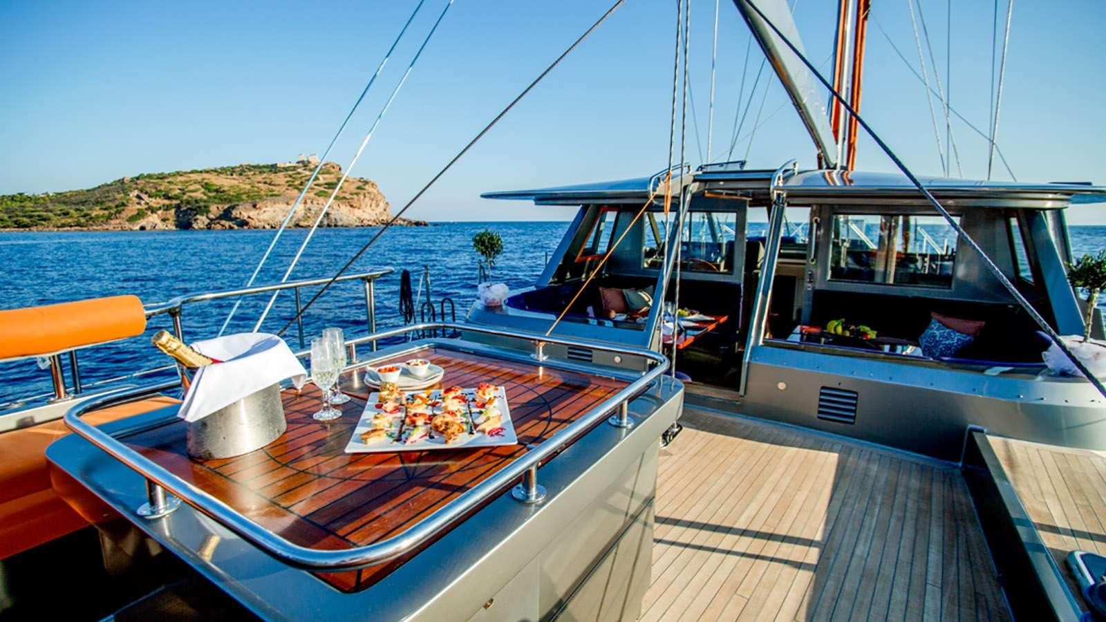 a boat on the water aboard AFAET Yacht for Charter