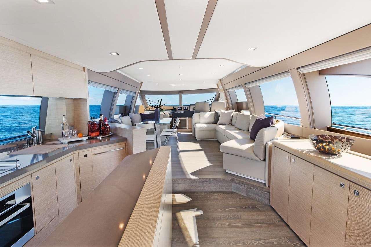 a large kitchen and living room aboard LINDY LOU Yacht for Charter