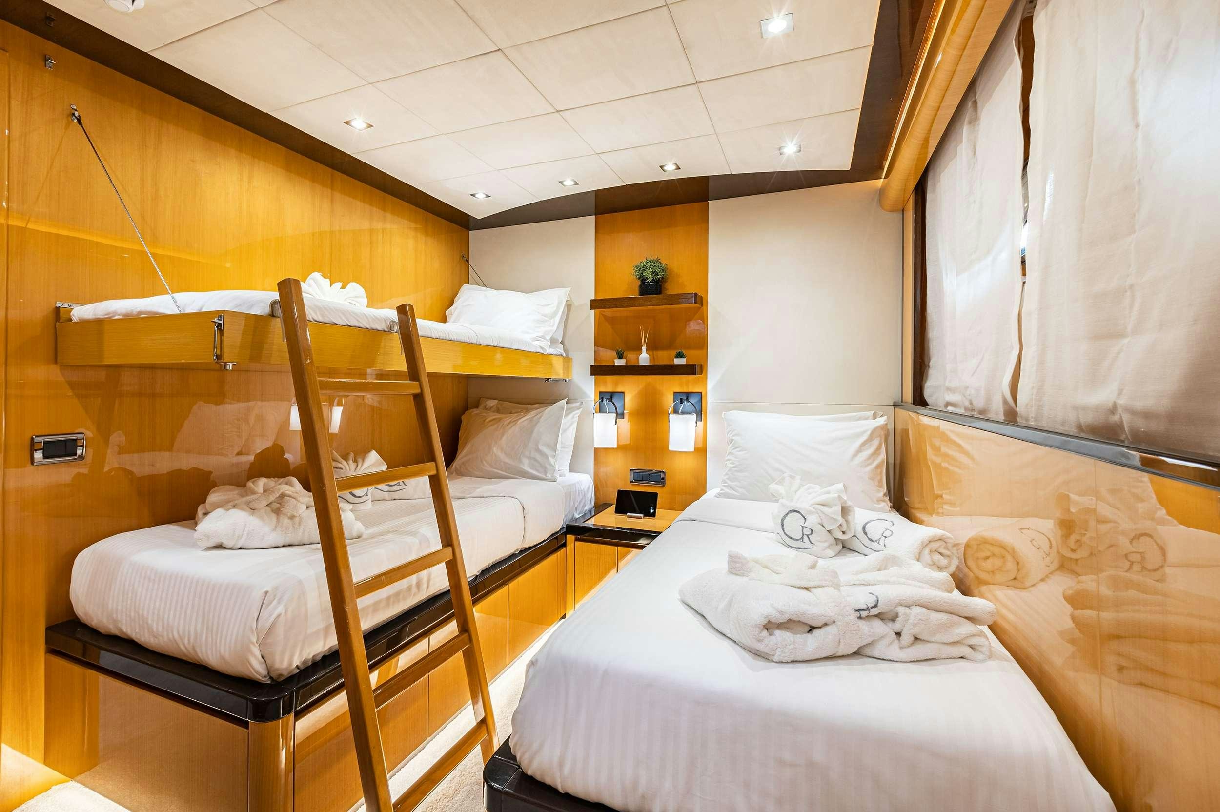 a room with bunk beds aboard CAN'T REMEMBER Yacht for Charter