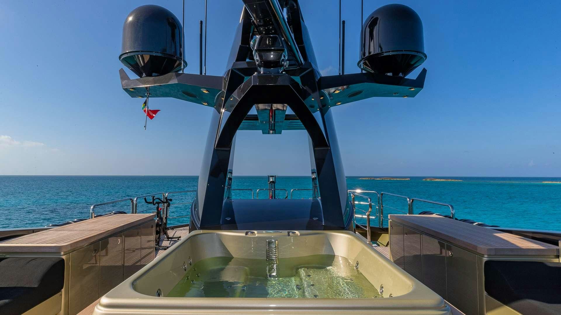 a boat on the water aboard DB9 Yacht for Charter