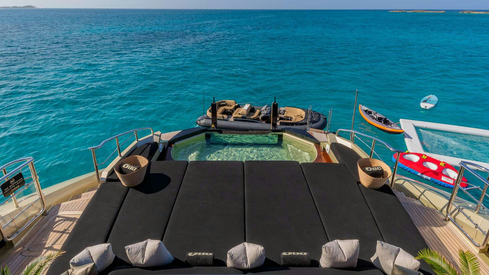 a boat on a dock aboard DB9 Yacht for Charter