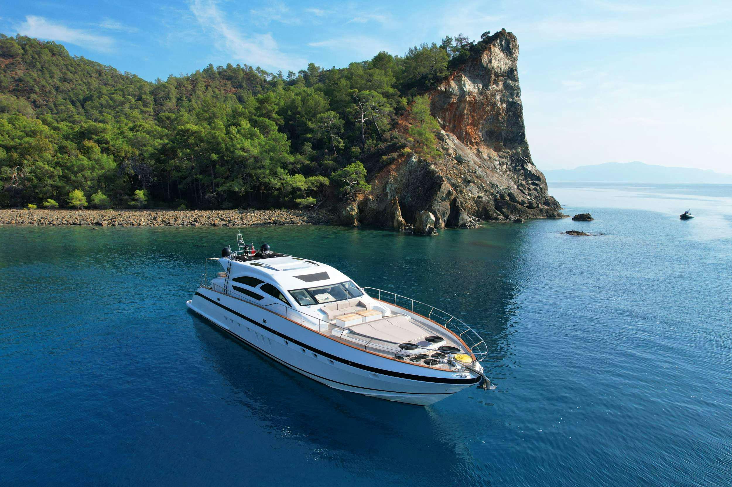 a boat on the water aboard GOLDFINGER Yacht for Charter