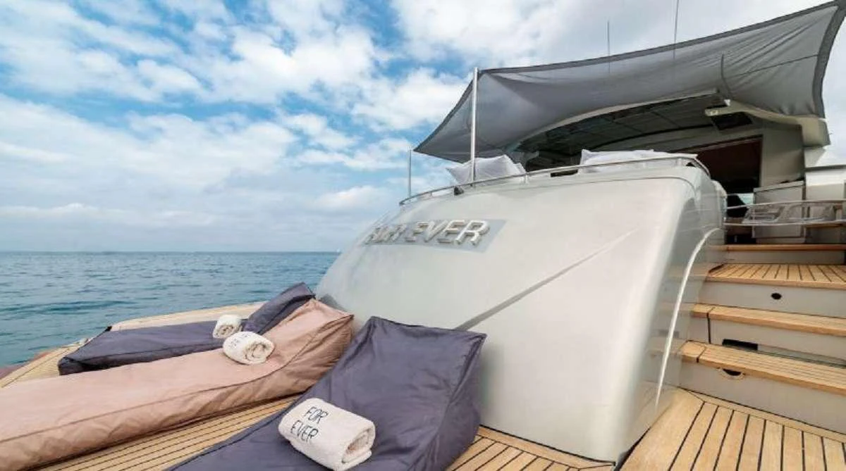a boat on a deck aboard FOR EVER Yacht for Charter