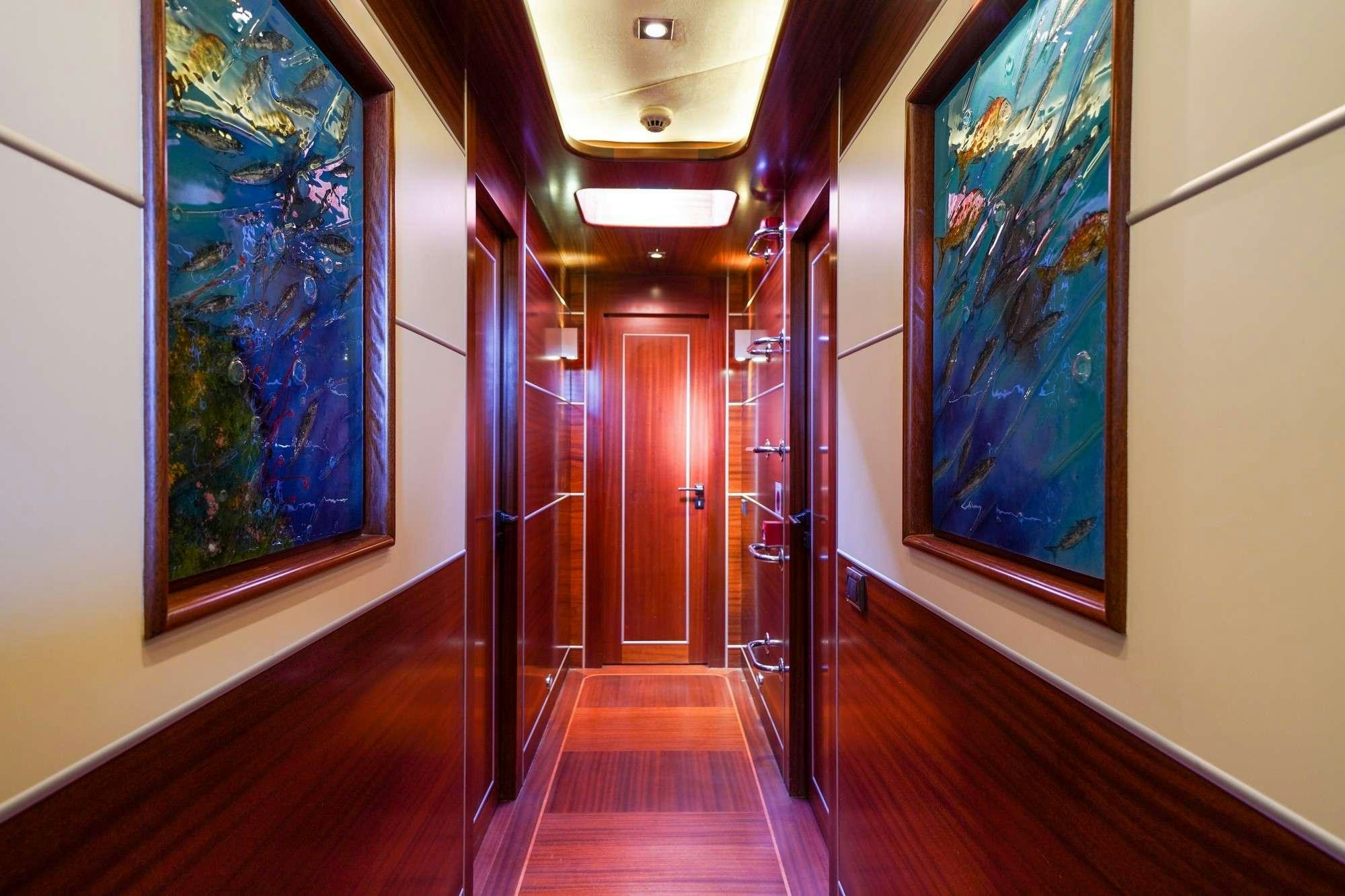 a hallway with a painting aboard LA BELLA VITA Yacht for Charter