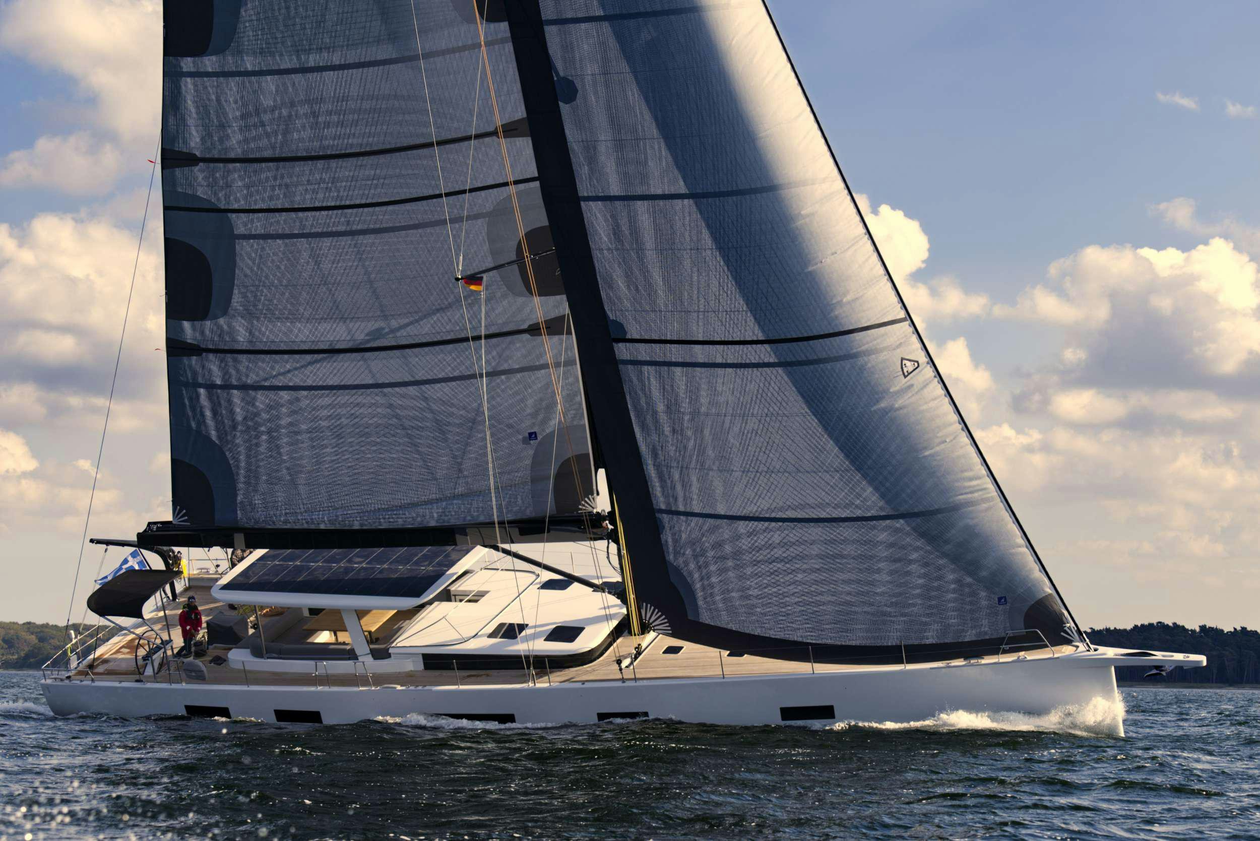 a sailboat on the water aboard NADAMAS Yacht for Charter