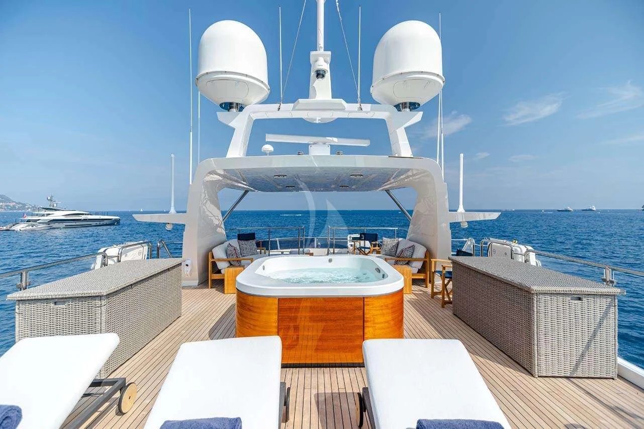 a large ship in the water aboard LULU Yacht for Charter