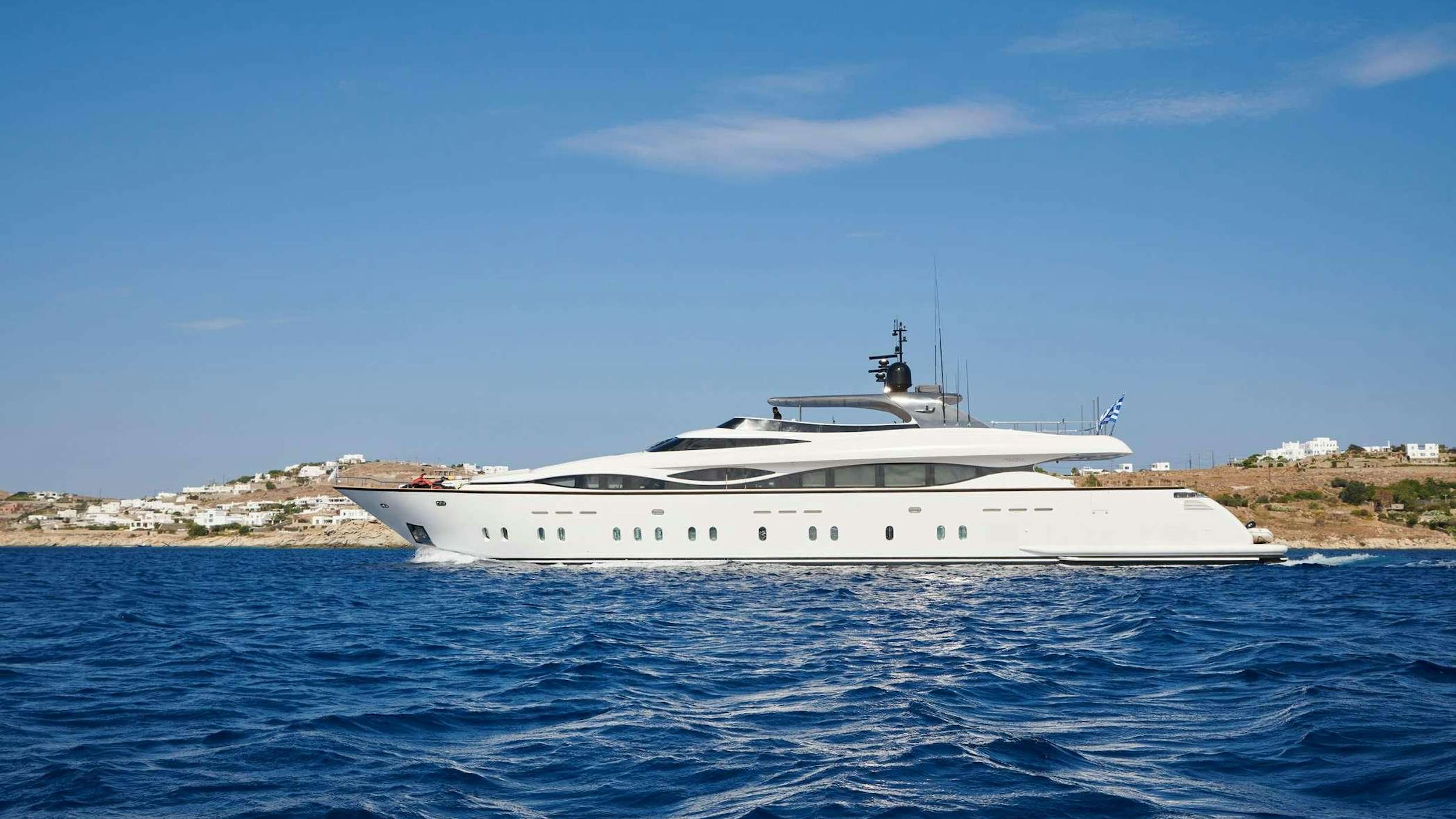 a white yacht on the water aboard LIVA Yacht for Charter