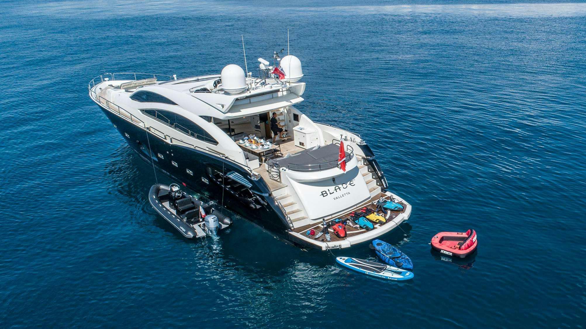 a boat in the water aboard BLADE 6 Yacht for Charter