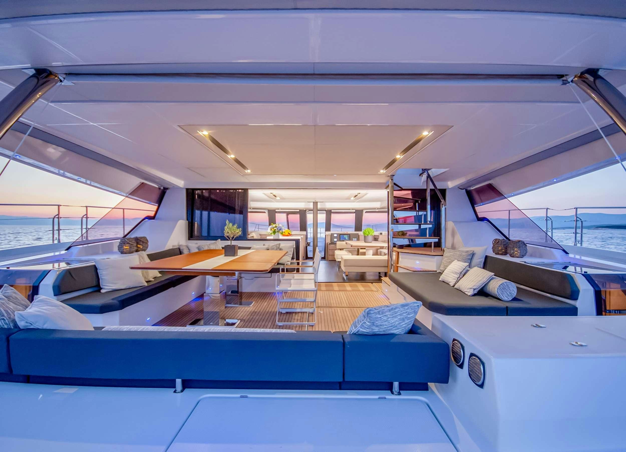 inside of a building aboard ELLY Yacht for Charter