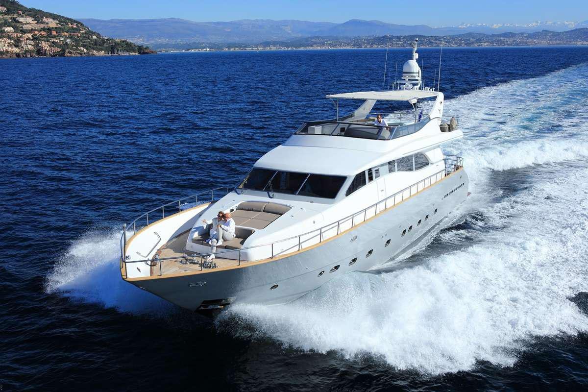 a boat on the water aboard COCA VI Yacht for Charter