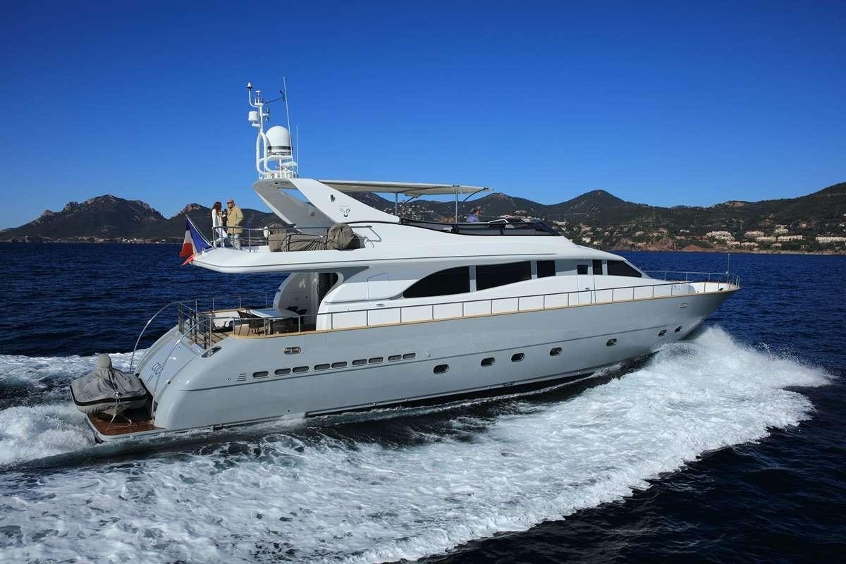 a boat on the water aboard COCA VI Yacht for Charter